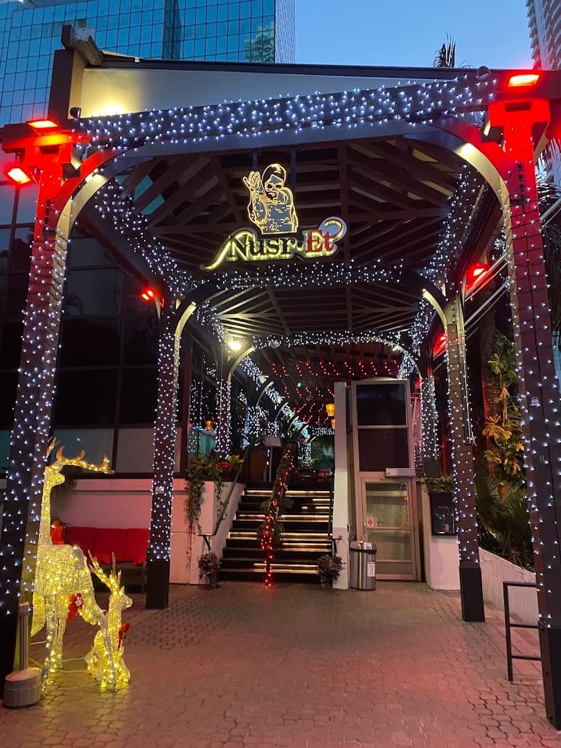 Nusr-Et Steakhouse entrance decorated in Miami