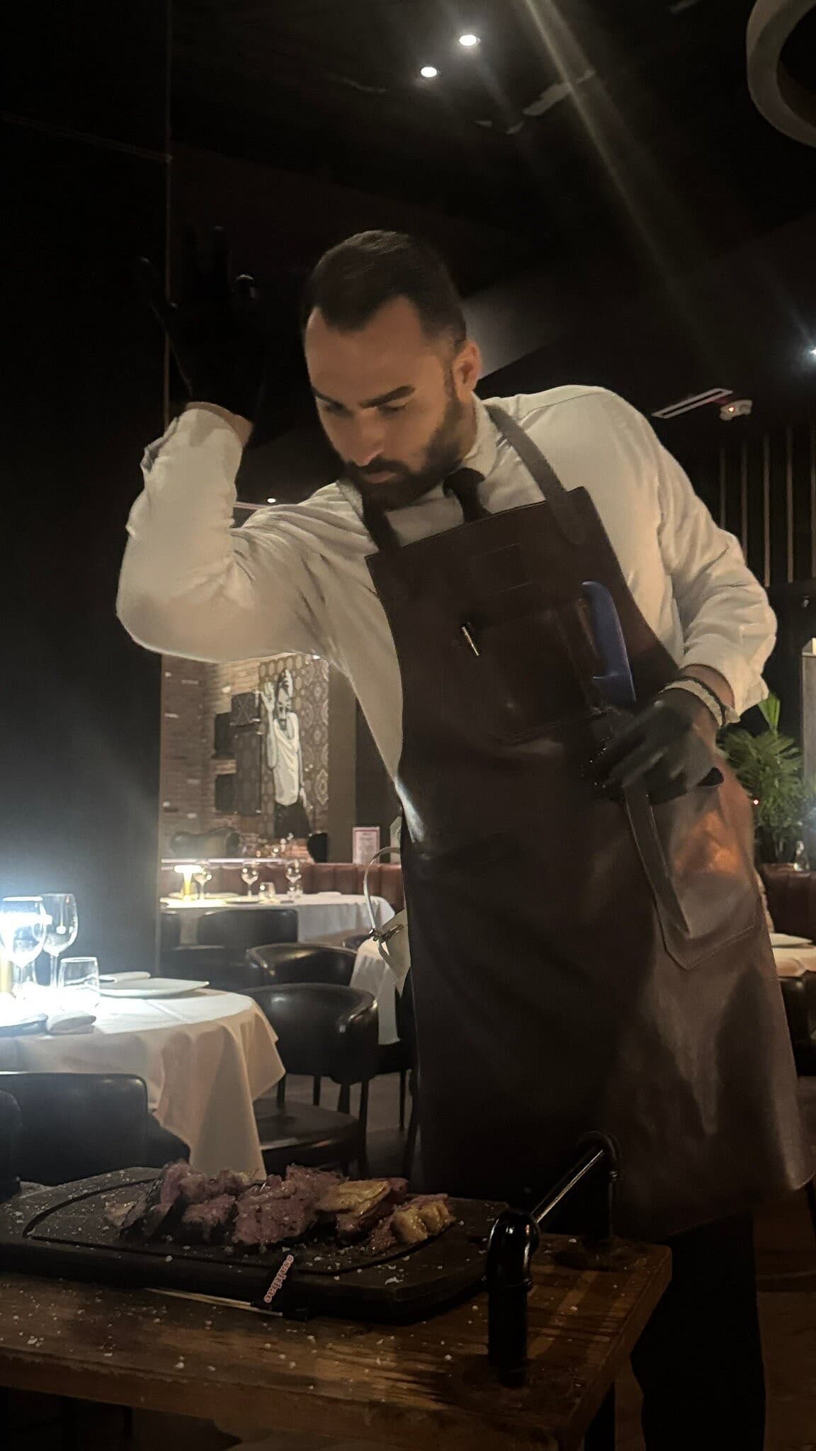 Nusr-Et Steakhouse staff preparing food in Miami