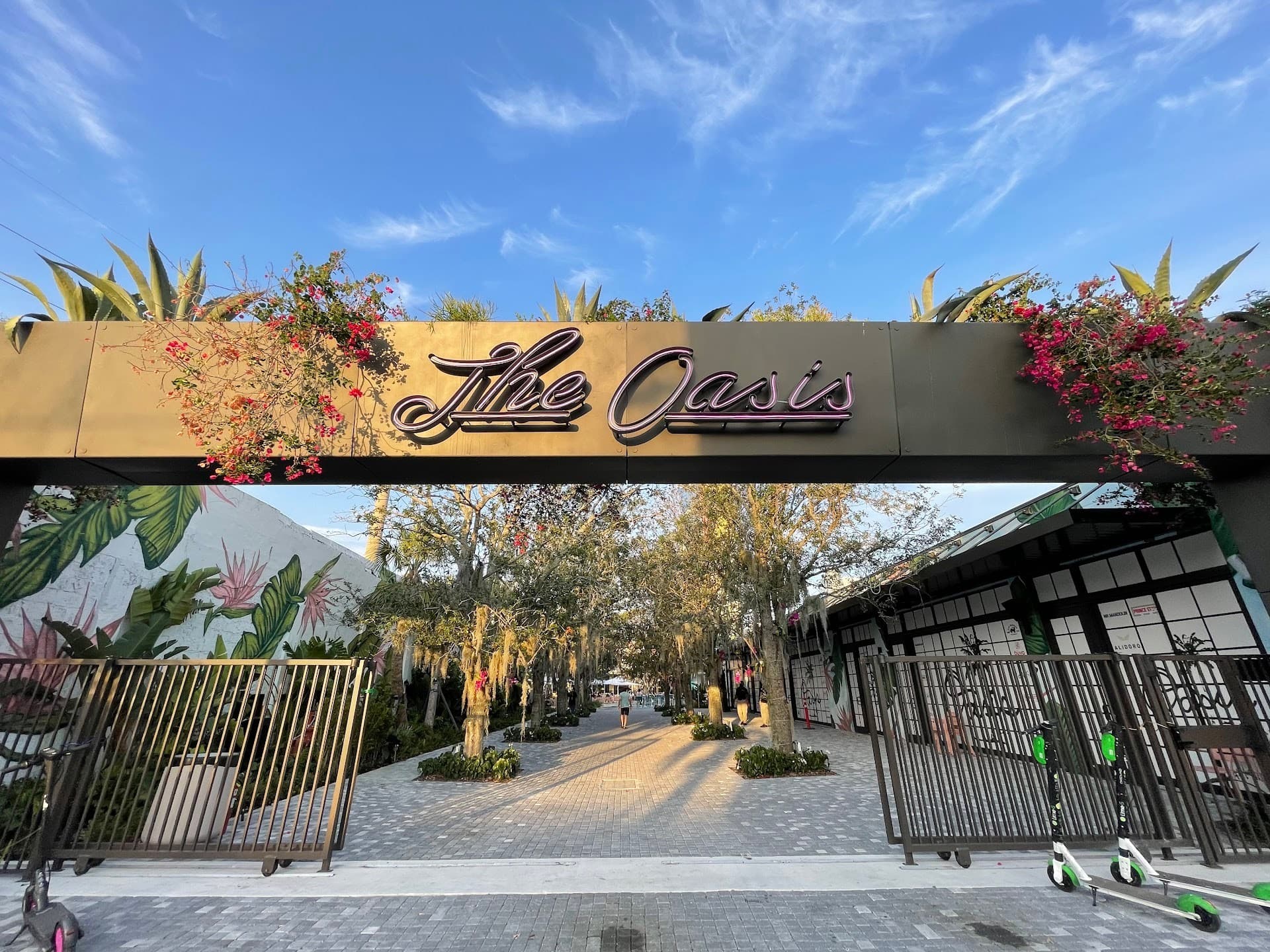 The Oasis Wynwood entrance at dusk, Miami