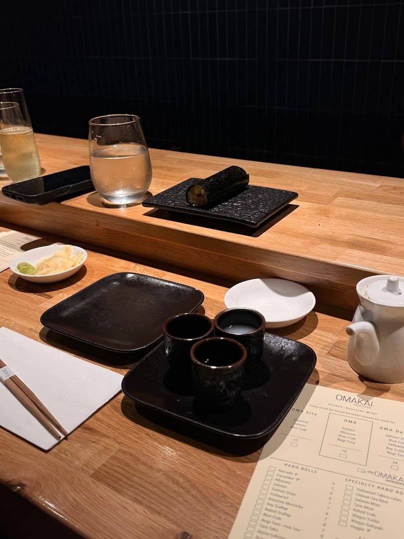 Omakai hand roll bar seating area in Miami