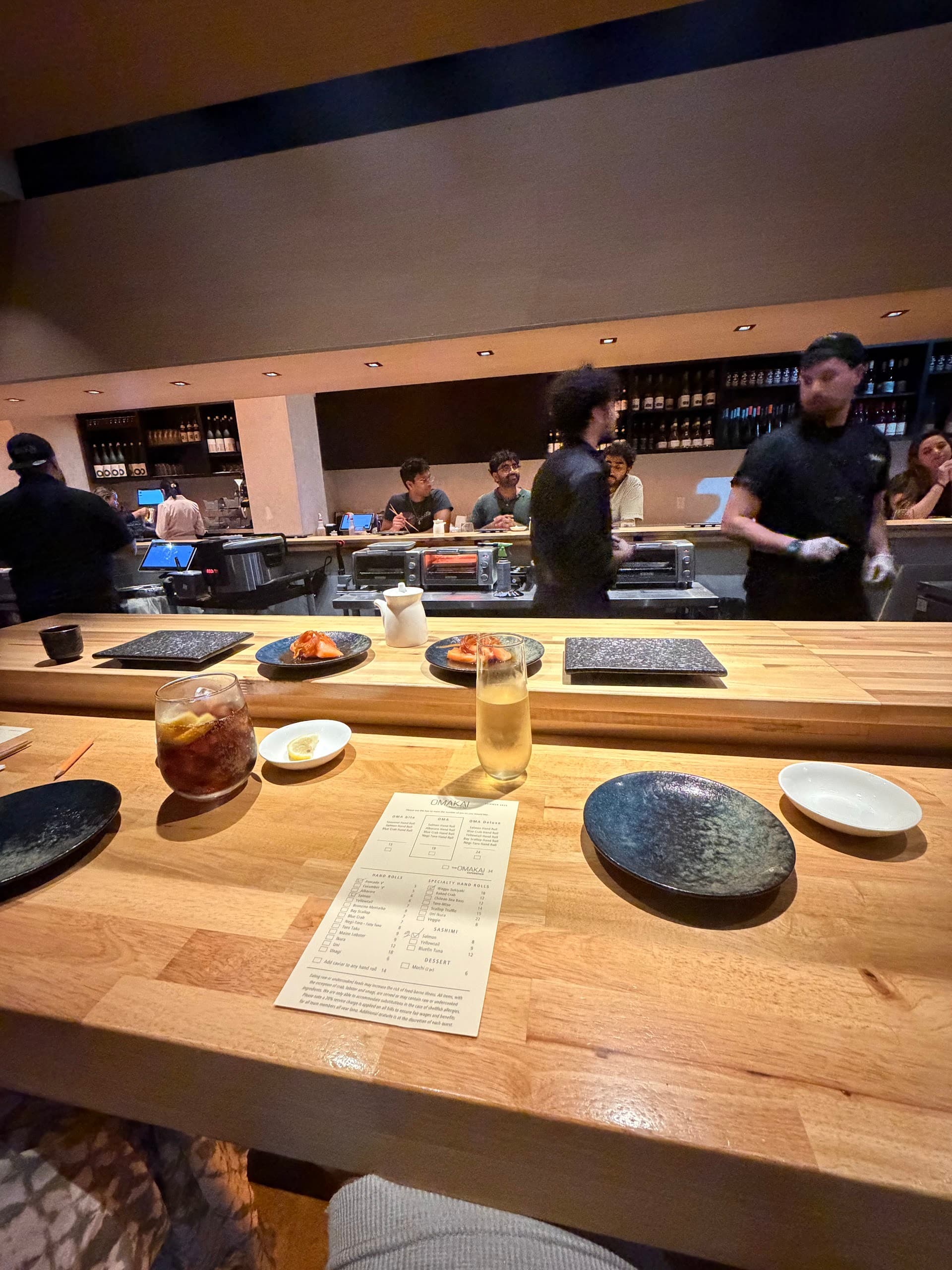 Interior of OMAKAI hand roll bar in Miami