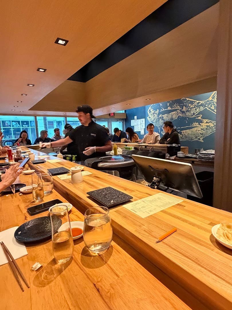 Omakai hand roll bar dining scene in Miami