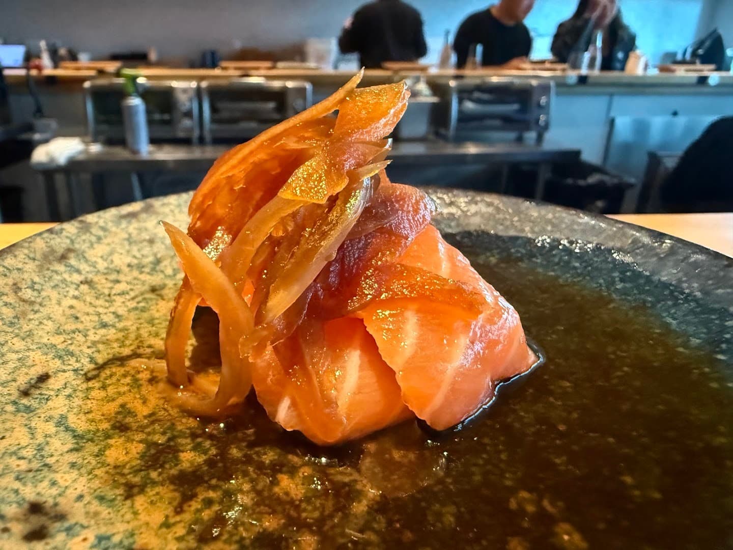 Omakai hand roll bar salmon dish Miami