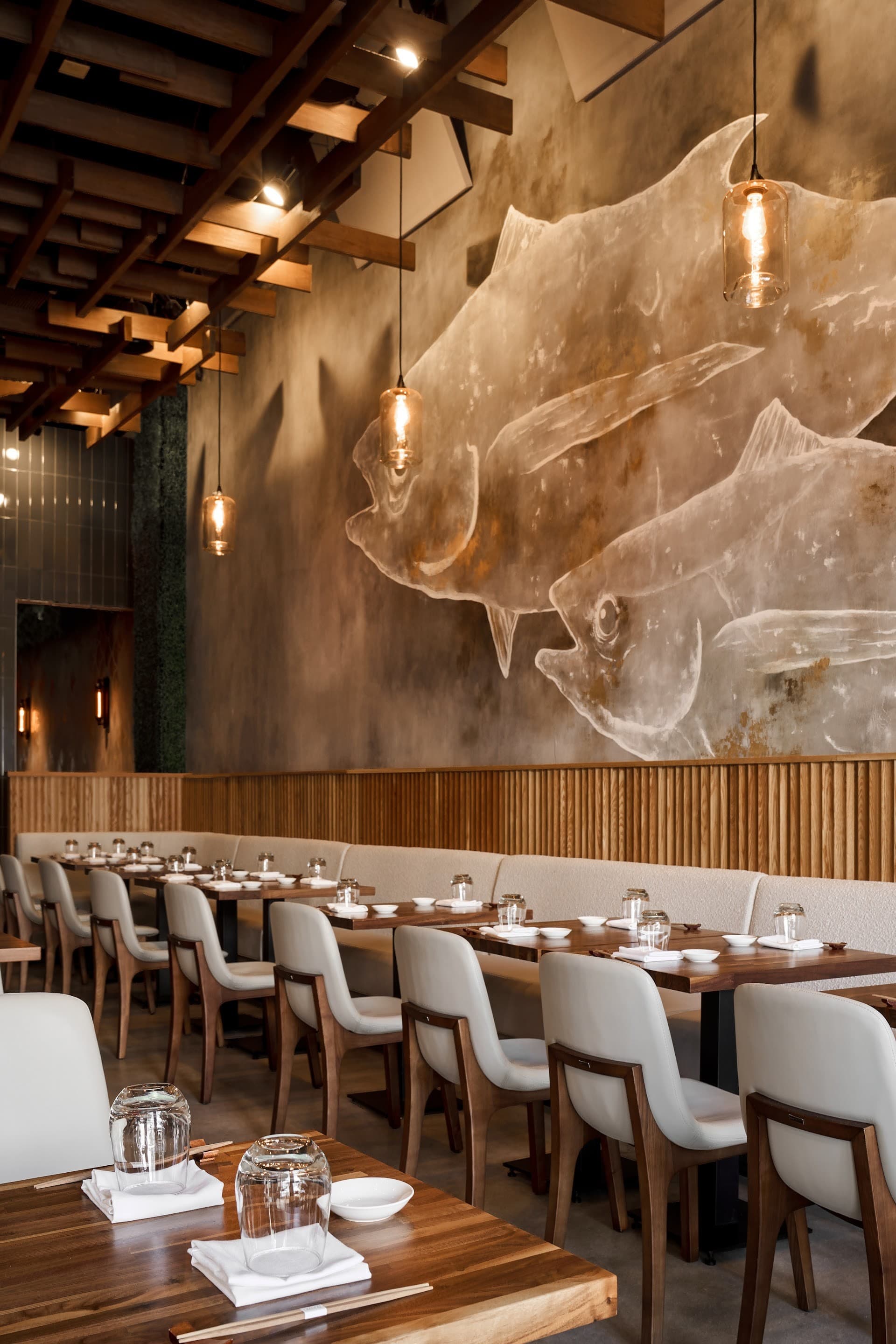 Interior view of OMAKAI sushi restaurant in Miami