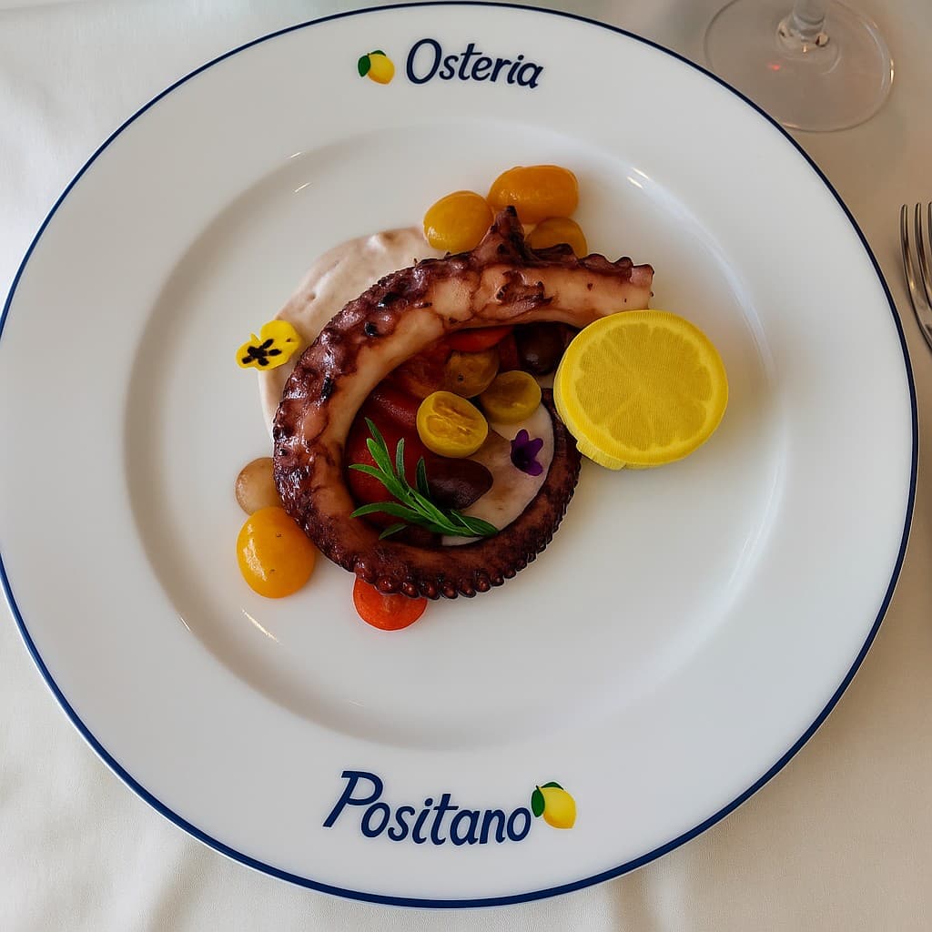 Grilled octopus dish at Osteria Positano in Miami Beach