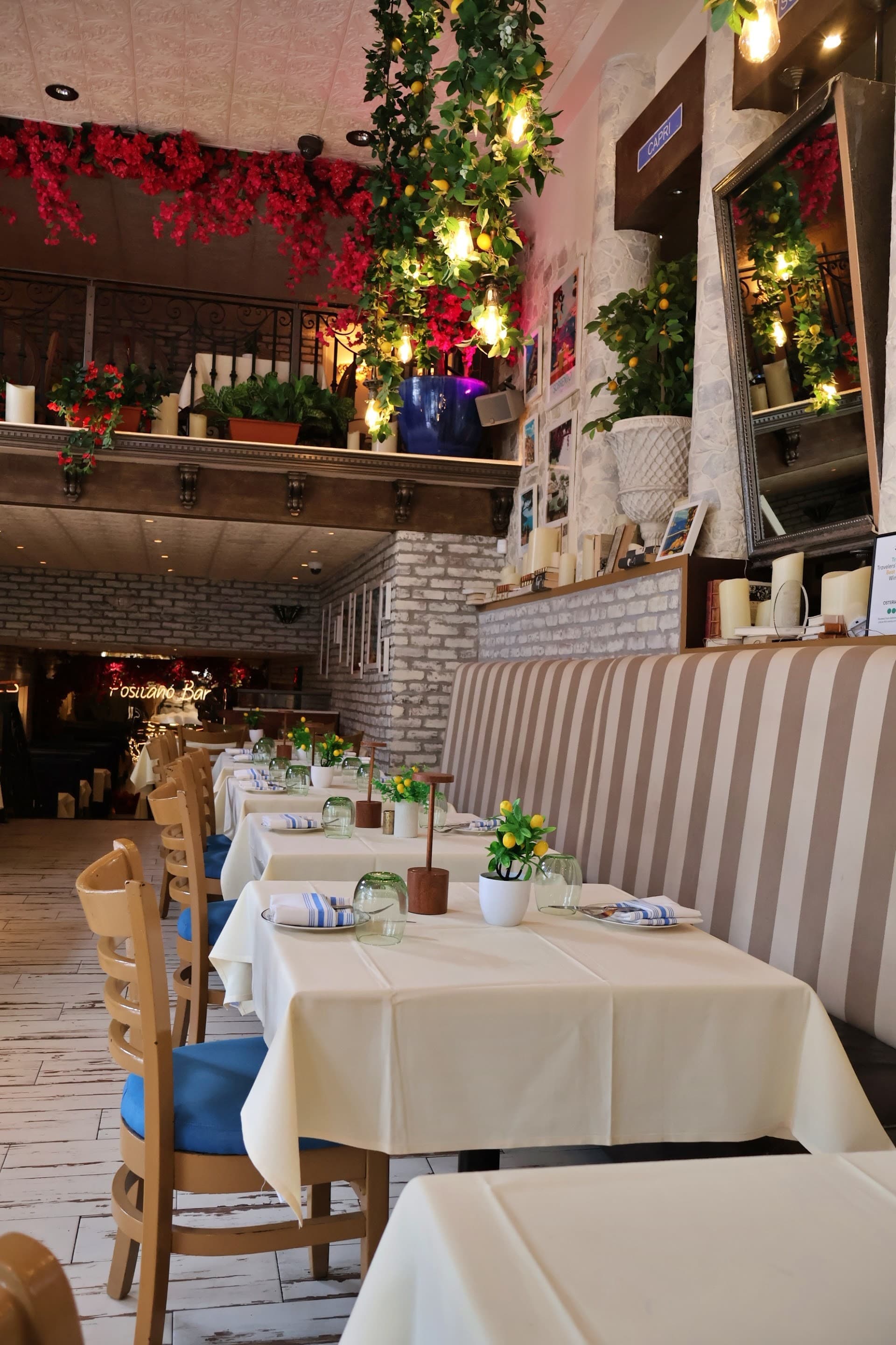 Cozy interior of Osteria Positano in Miami Beach