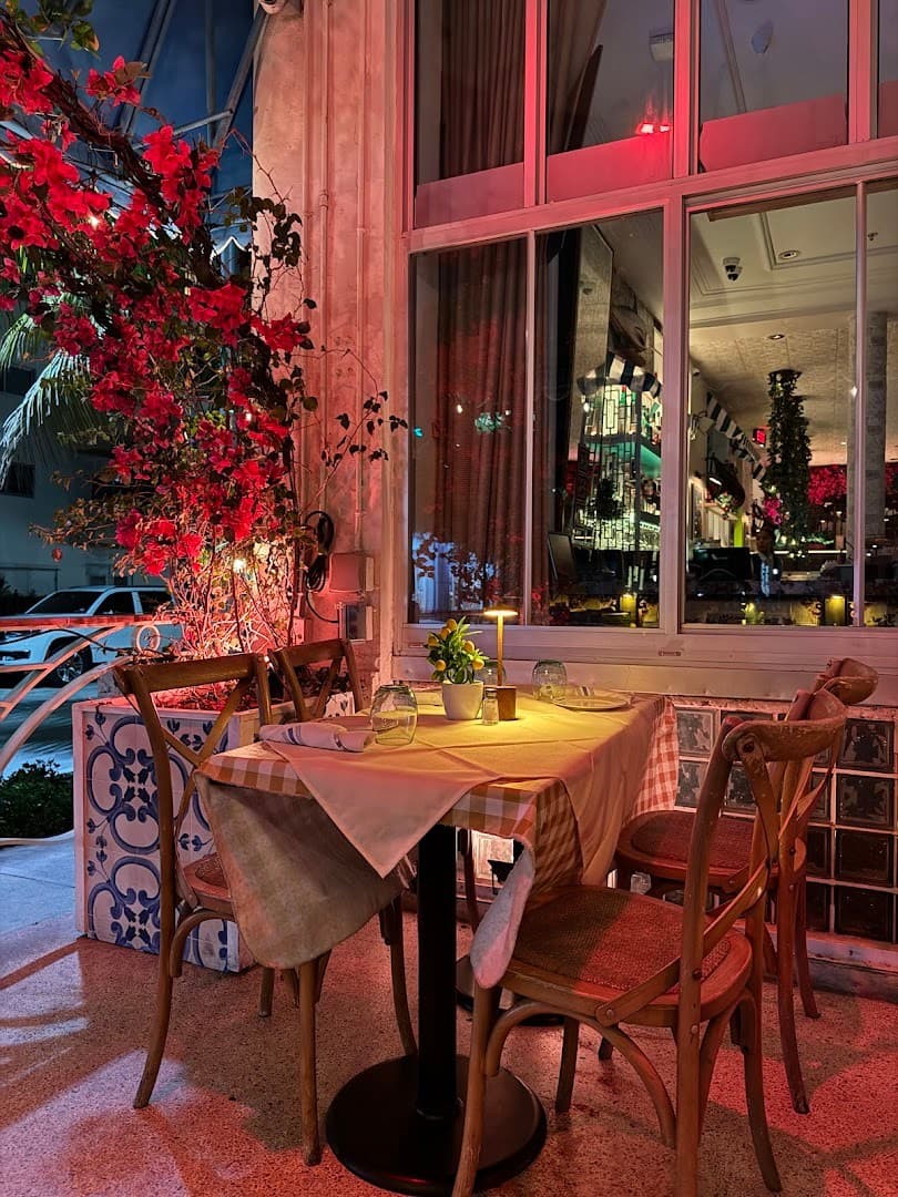 Cozy dining setup at Osteria Positano in Miami Beach