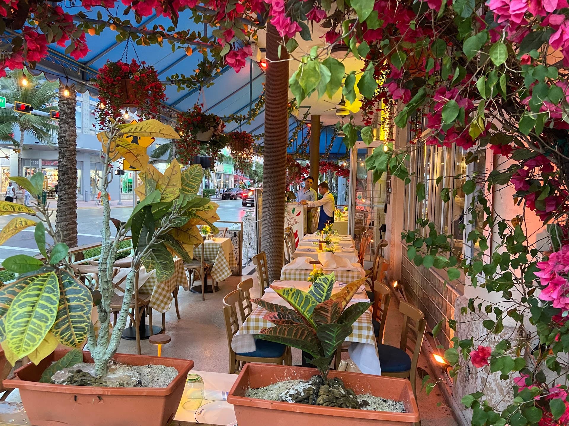 Cozy outdoor patio of Osteria Positano in Miami Beach