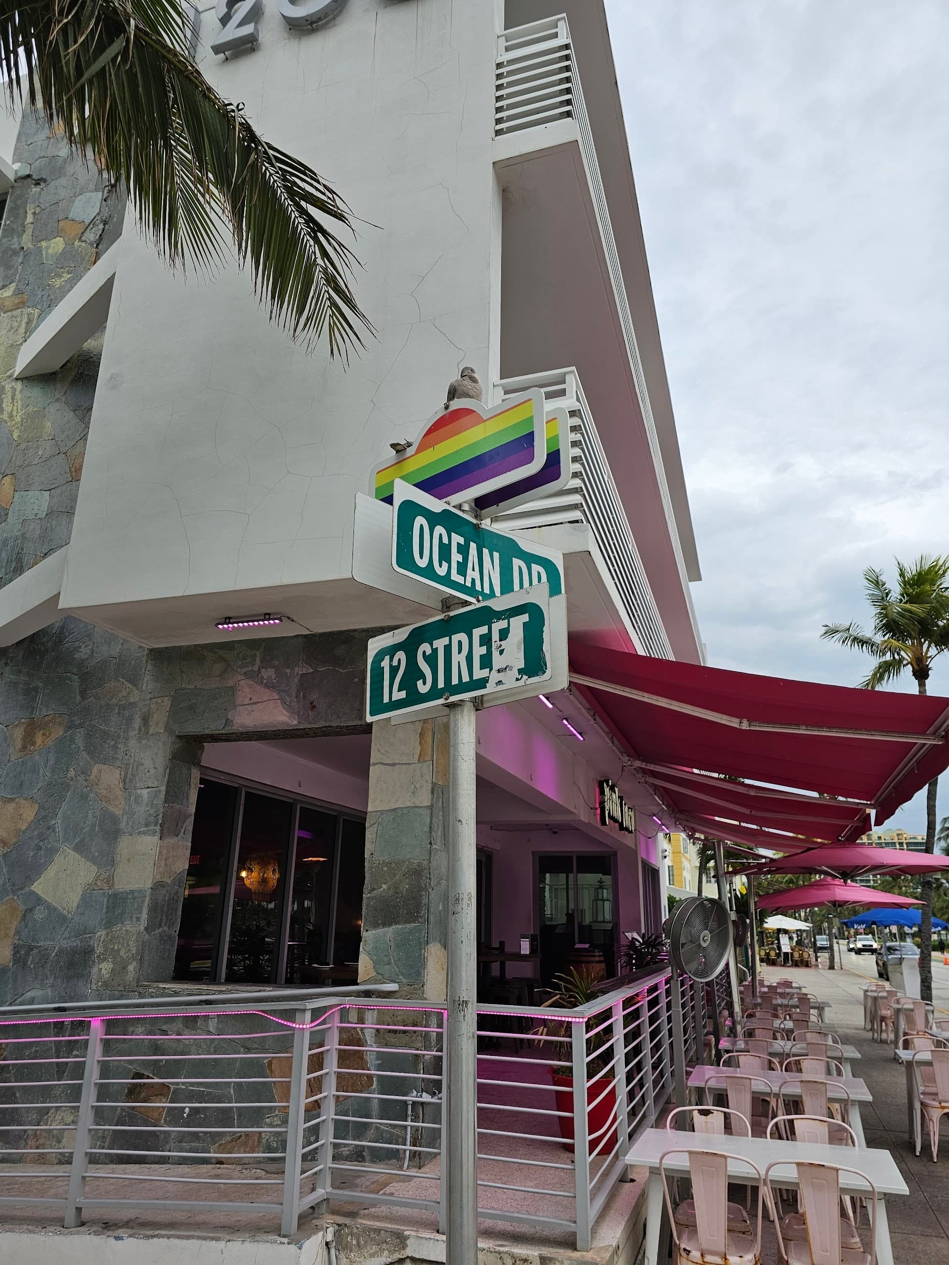 Palace Bar & Restaurant signage on Ocean Drive, Miami Beach