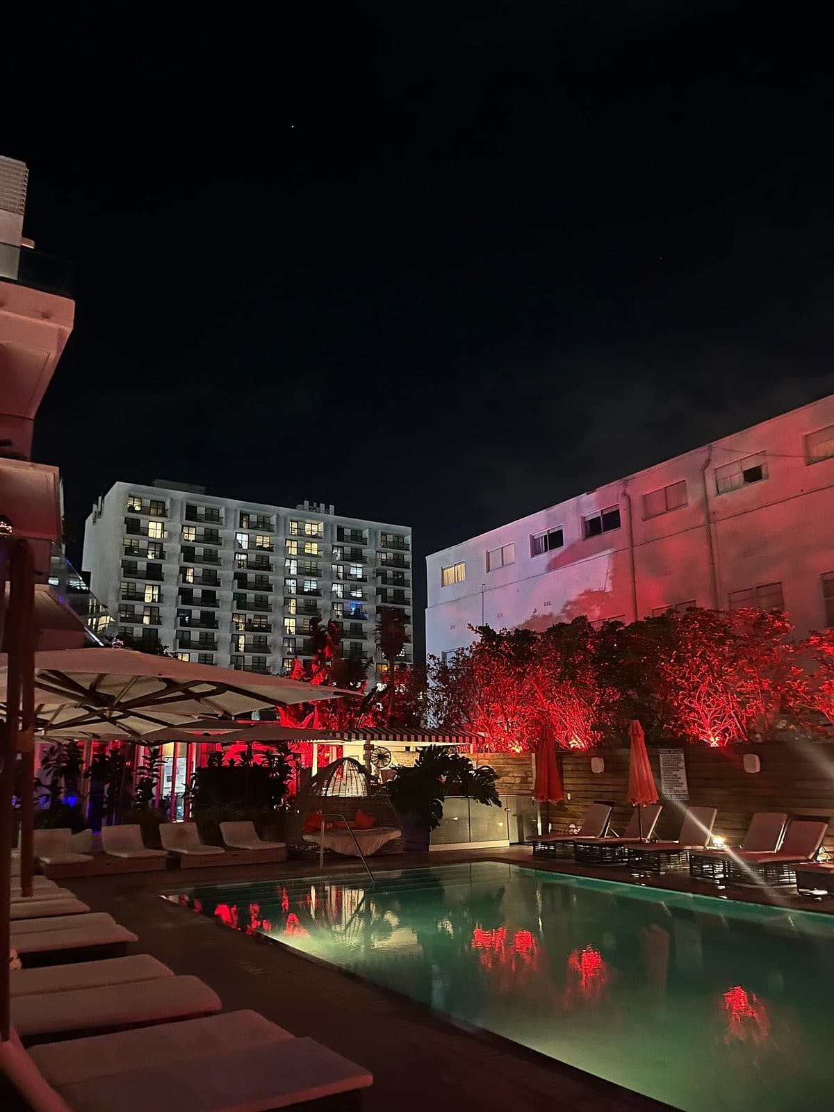 Park Central South Beach pool at night, Miami Beach