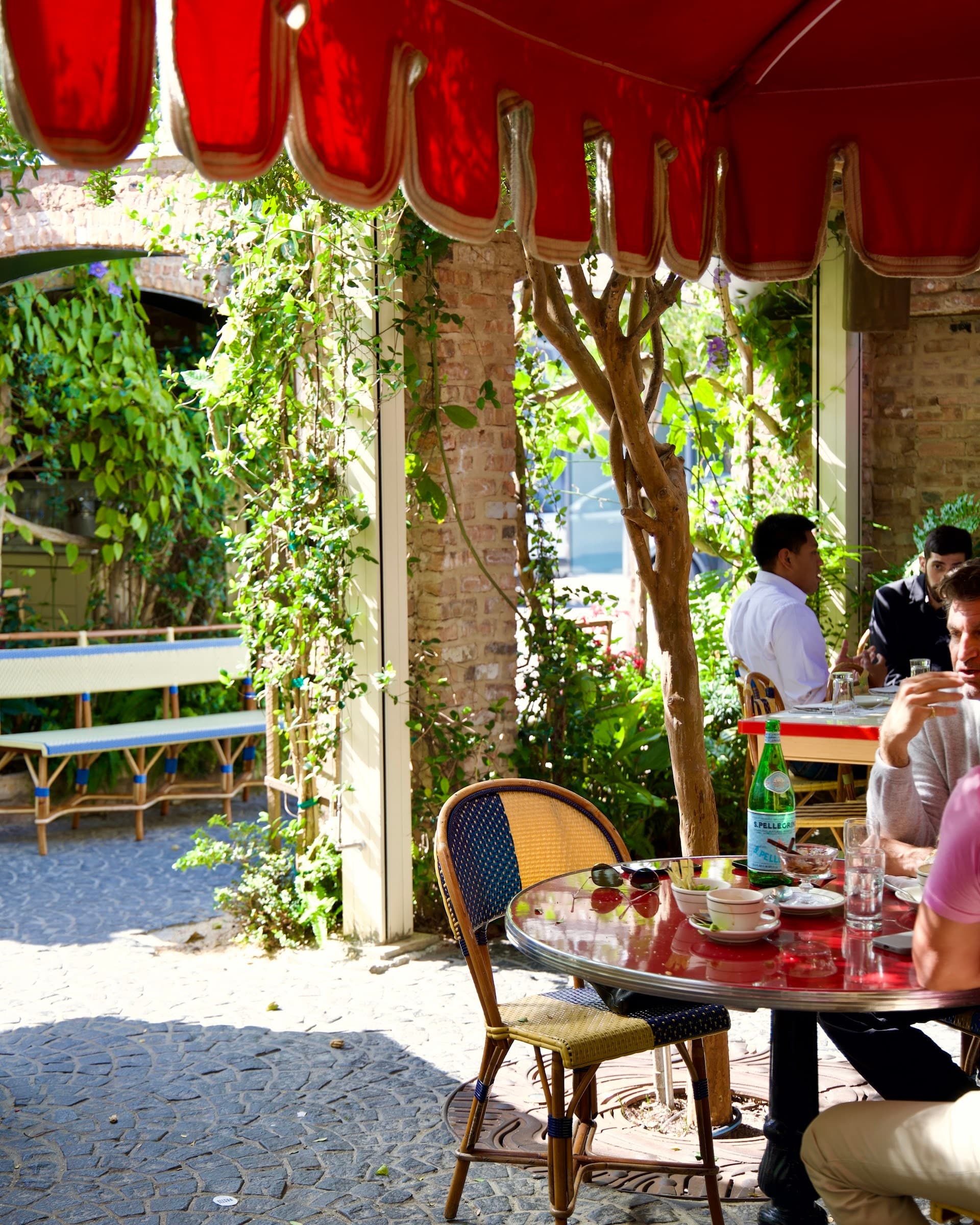 Charming interior at Pastis Miami with vibrant greenery