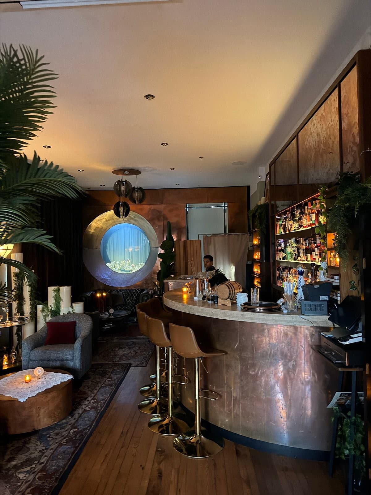 Pelican Hotel bar interior in Miami Beach