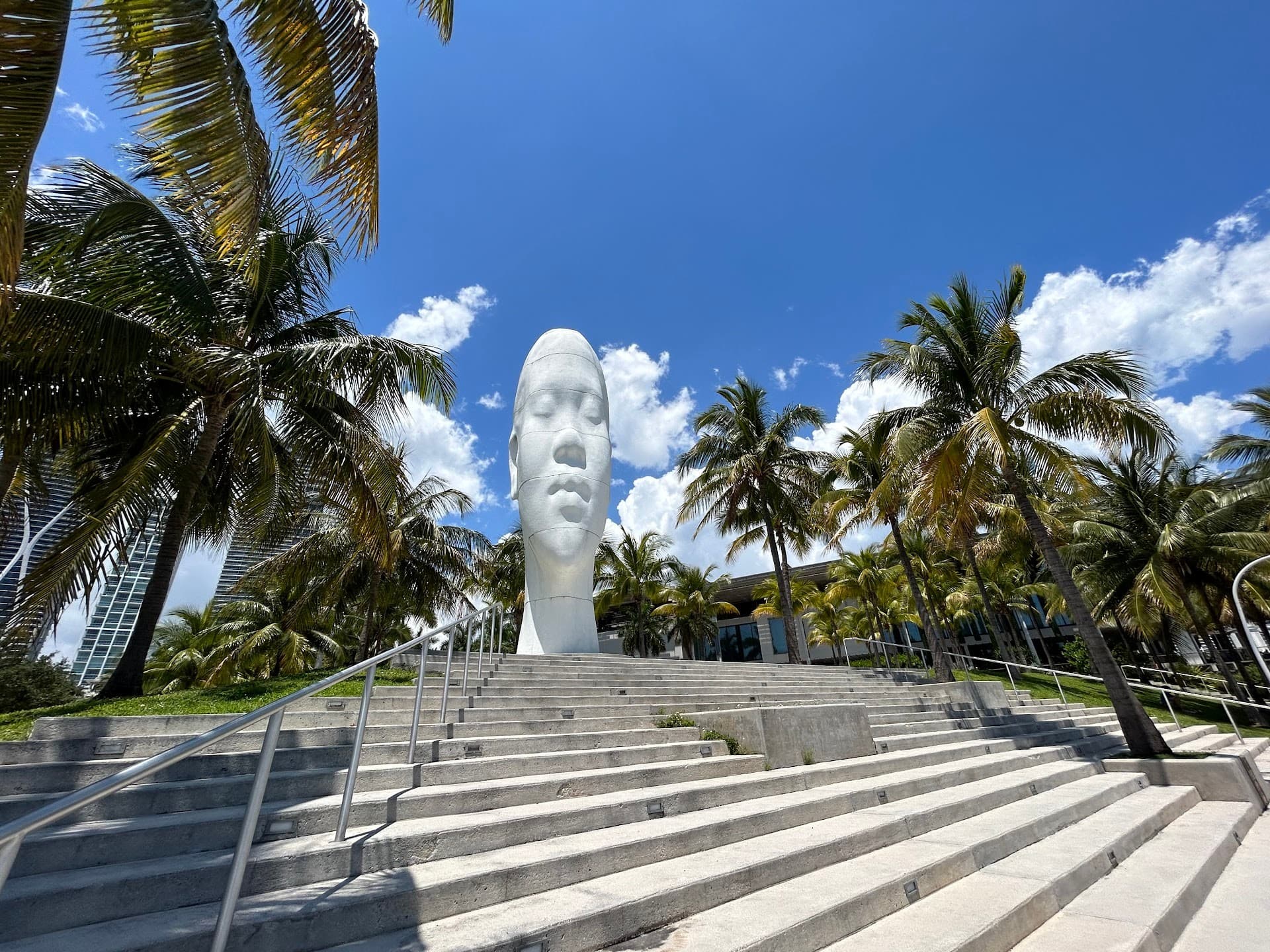 Pérez Art Museum Miami sculpture amidst palm trees