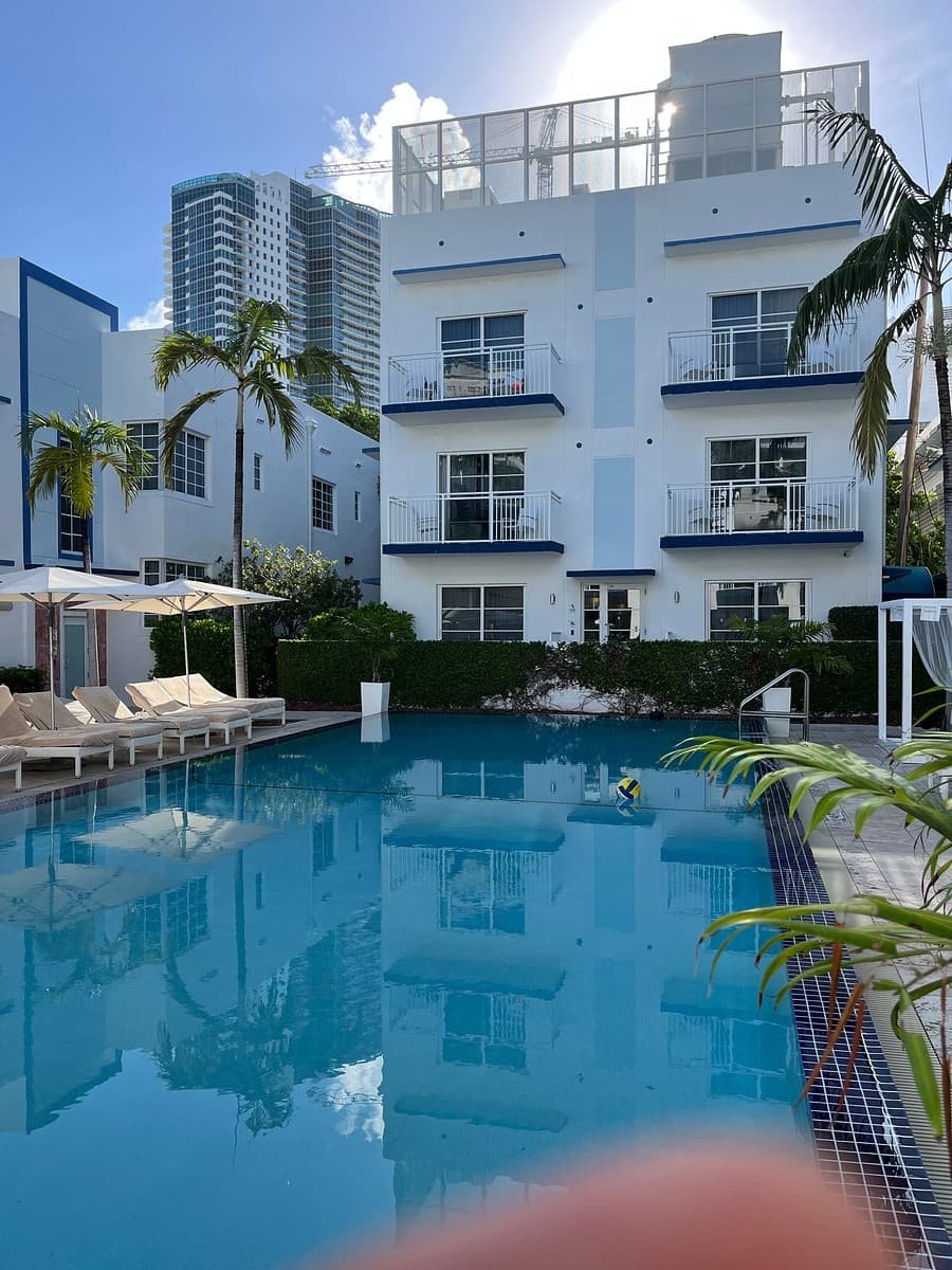 Pestana South Beach Miami pool area with palm trees