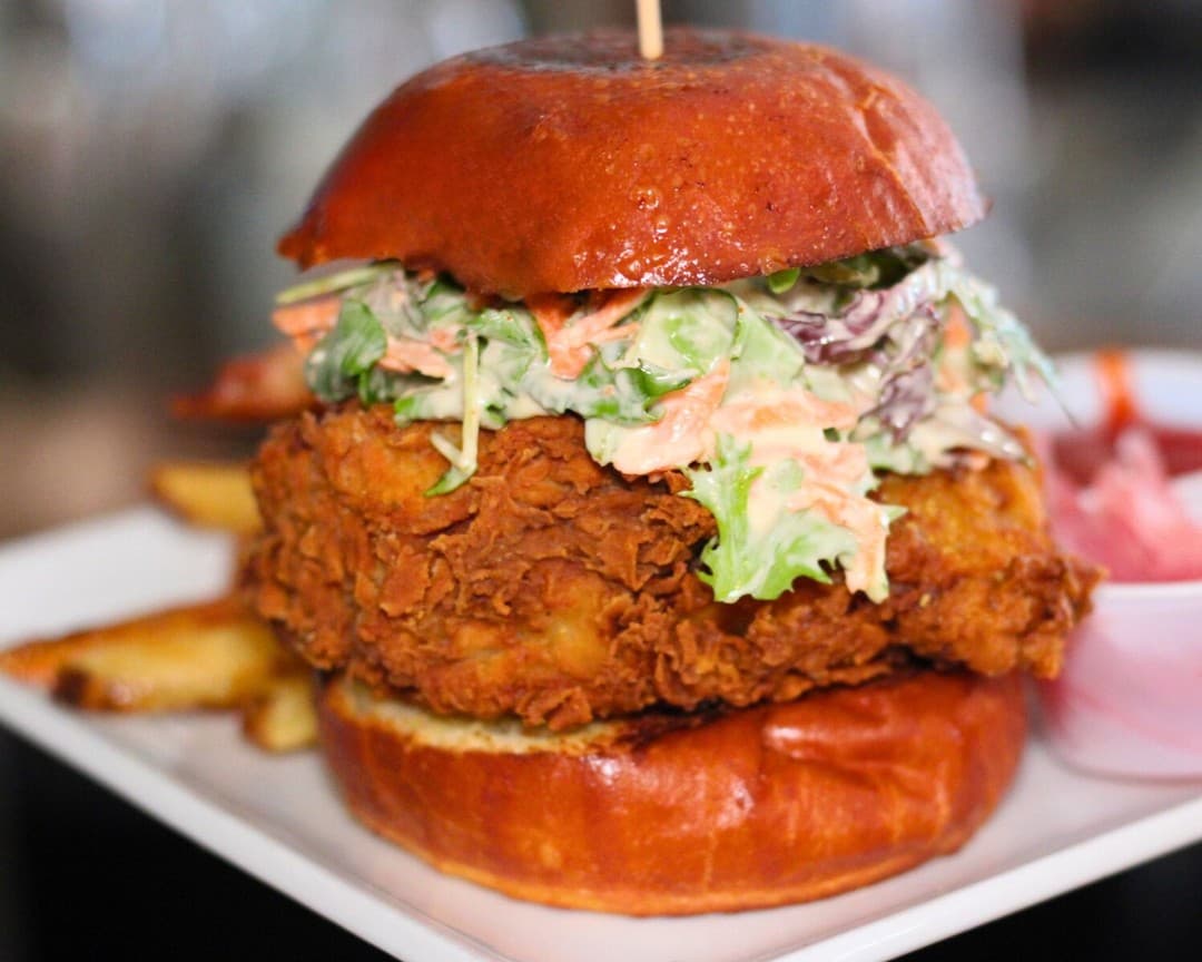 Fried chicken sandwich at Pinch Kitchen+Bar in Miami
