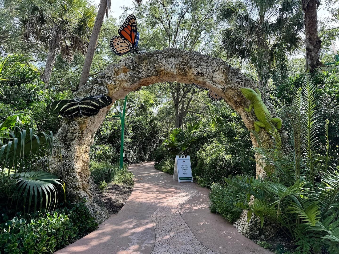 Colorful butterfly archway at Pinecrest Gardens