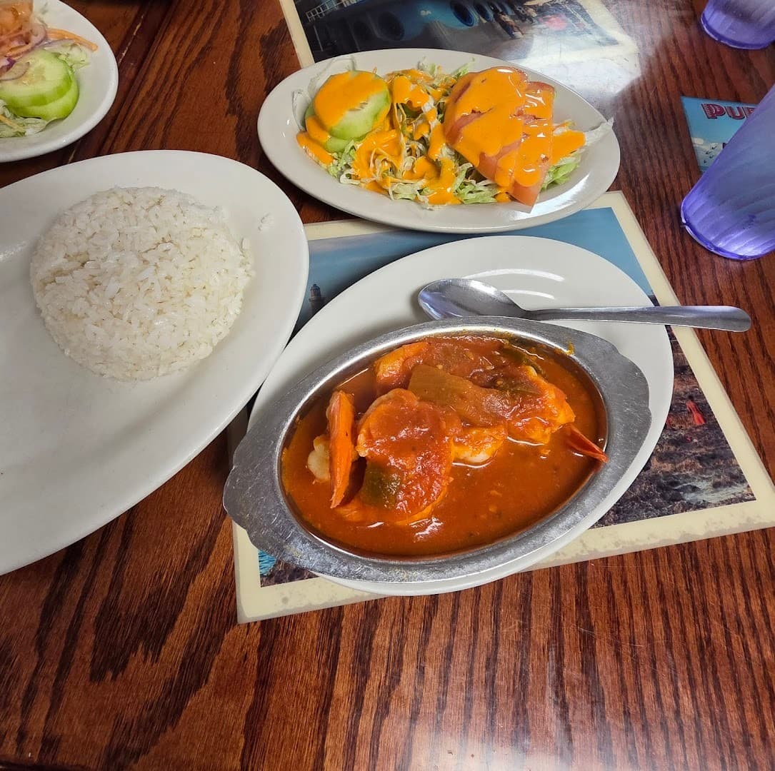 Delicious shrimp dish at Puerto Sagua Restaurant in Miami Beach