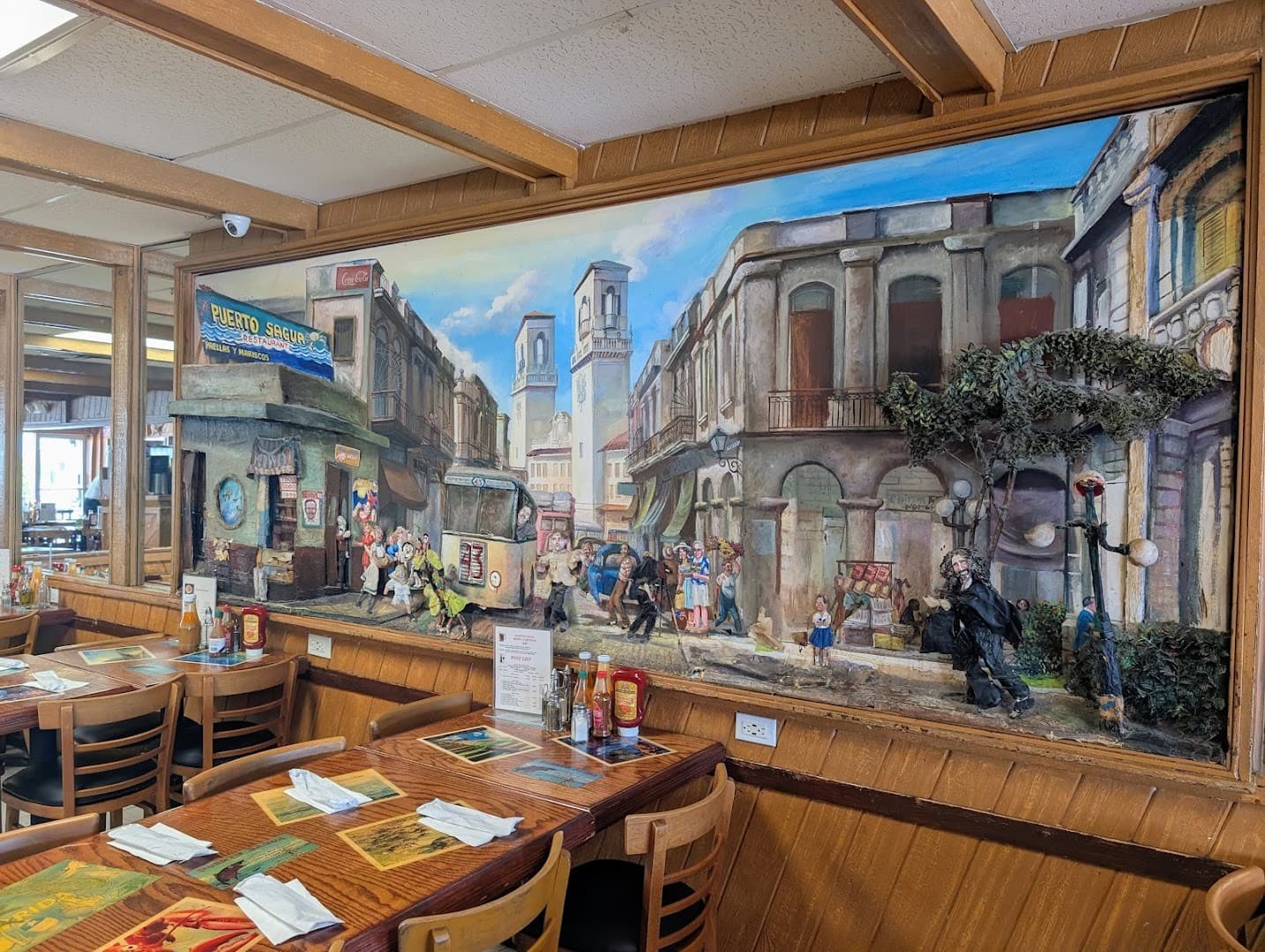 Interior mural at Puerto Sagua Restaurant in Miami Beach