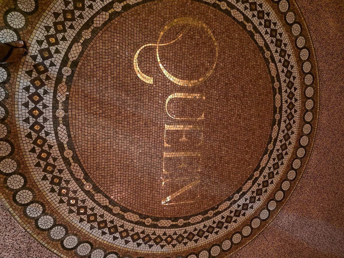 Mosaic floor design at Queen Miami Beach restaurant