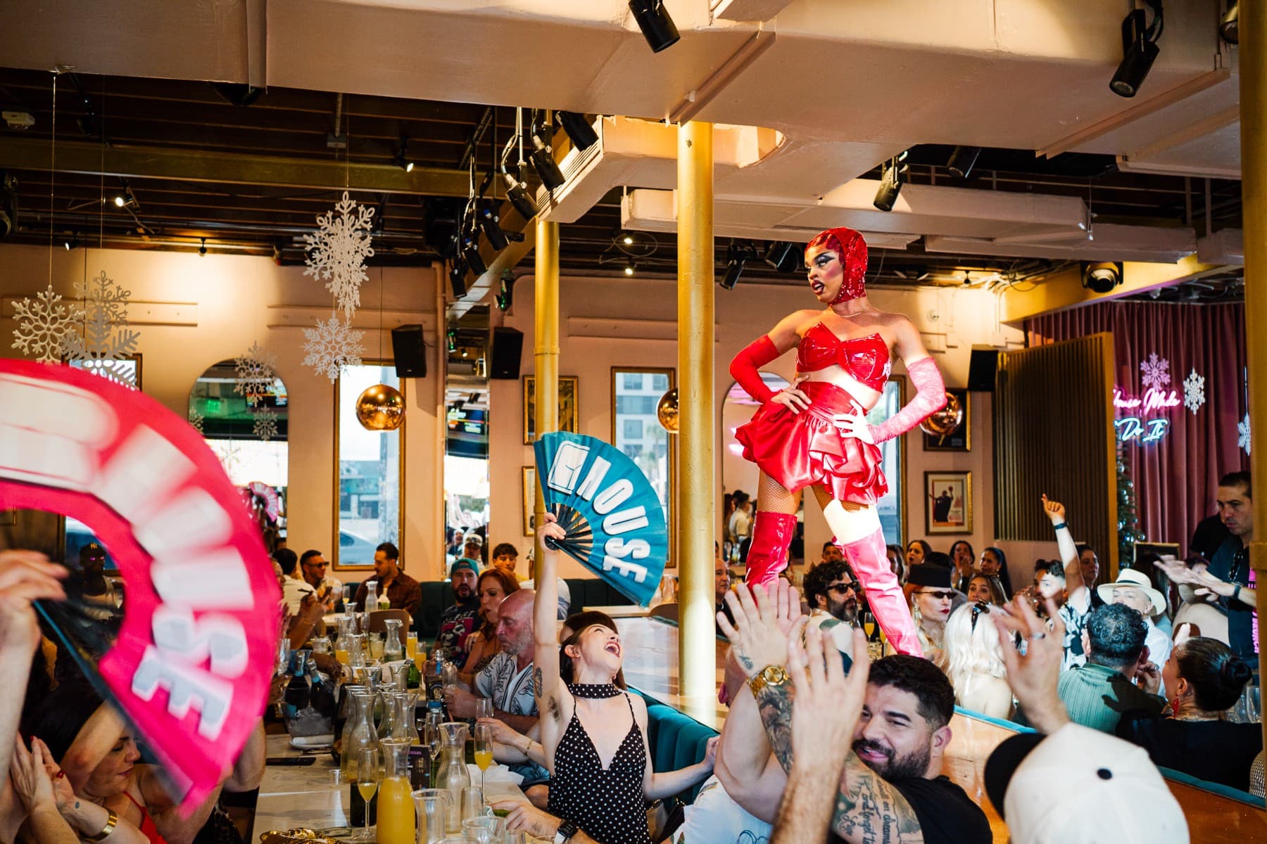 Drag performance at R House Wynwood in Miami nightlife