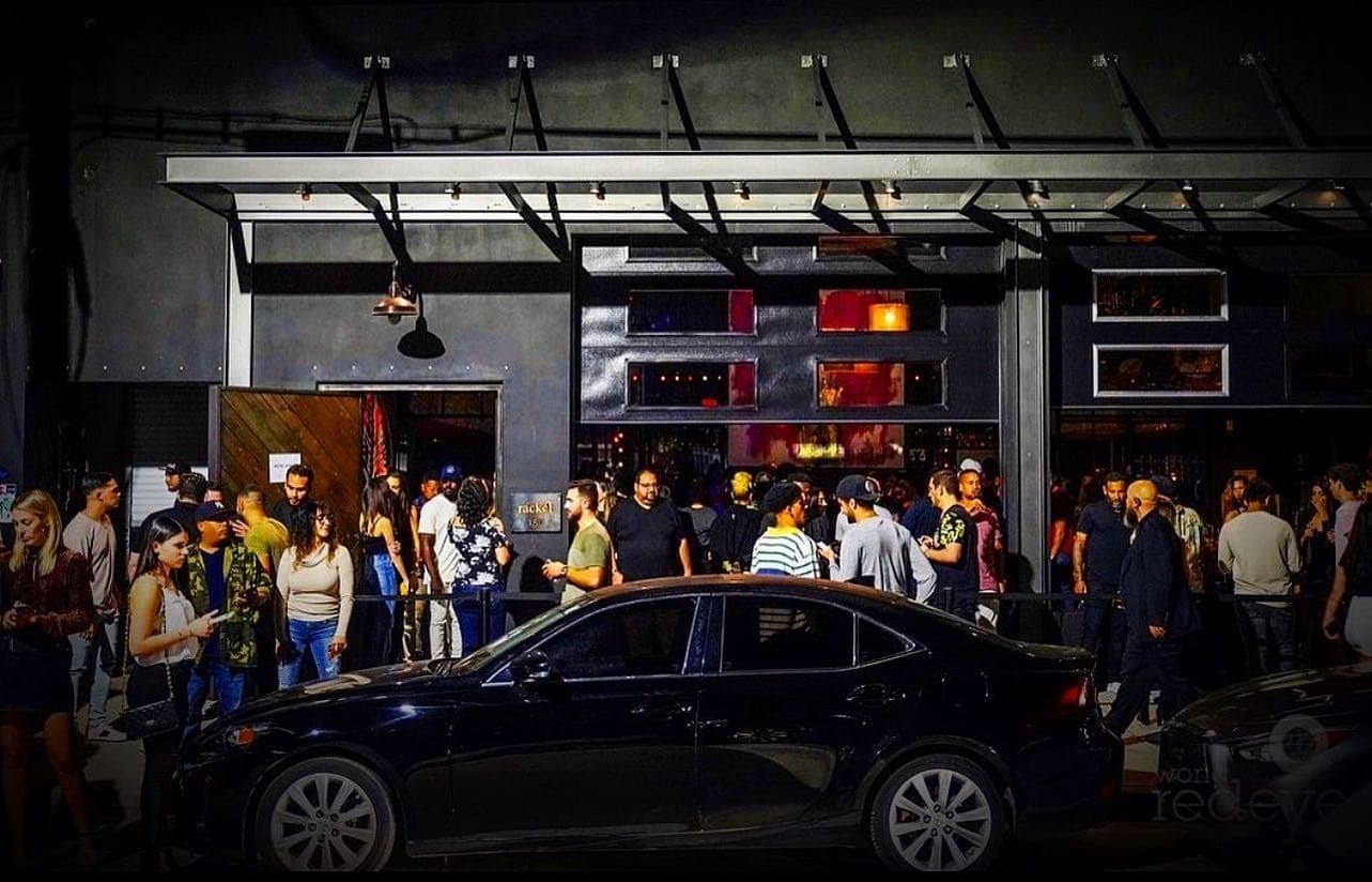 Crowd outside Racket bar in Miami nightlife
