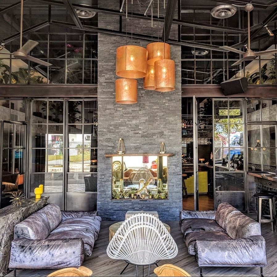 Stylish interior of Racket in Miami with cozy seating