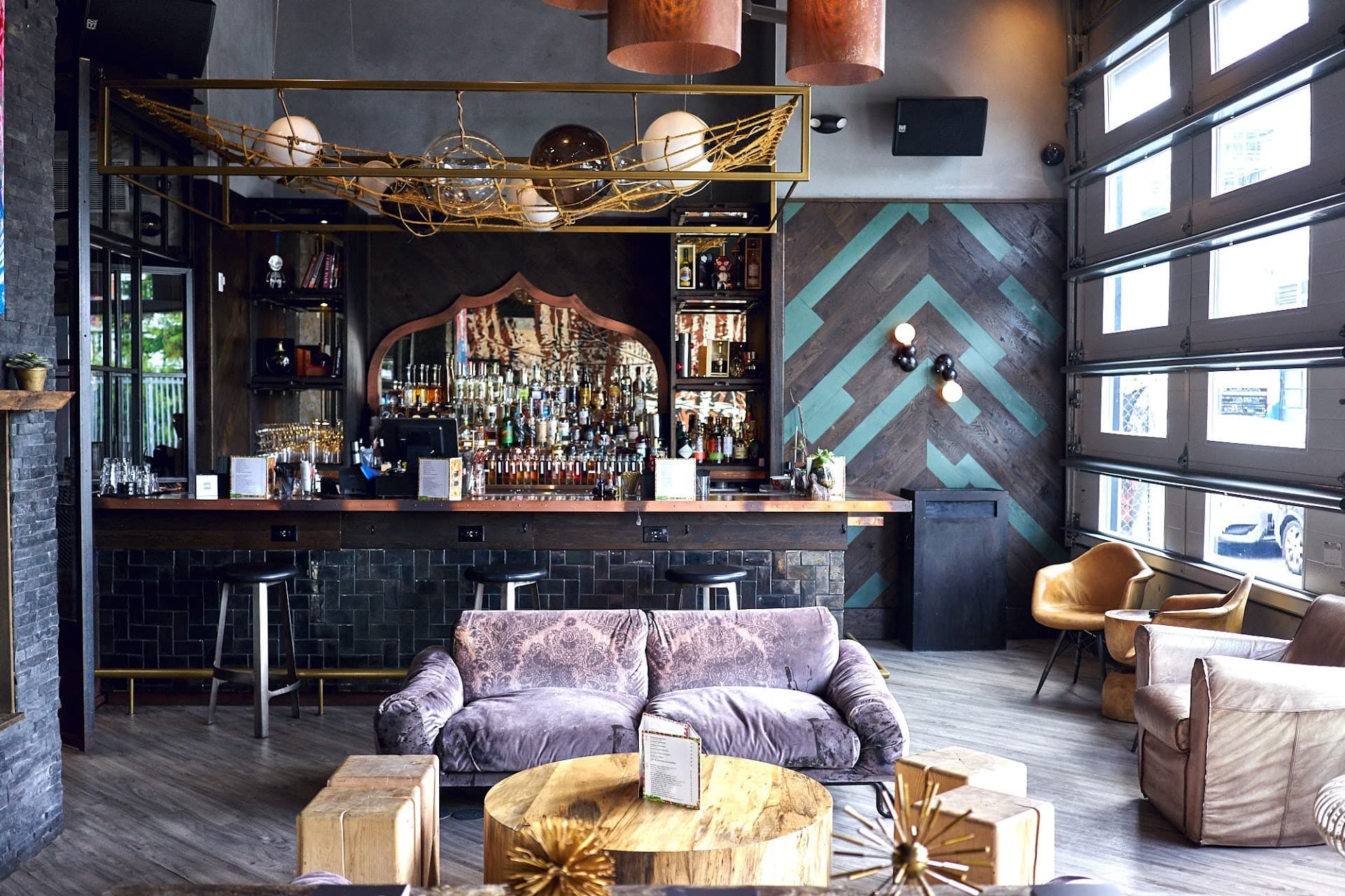 Stylish interior of Racket in Miami nightlife