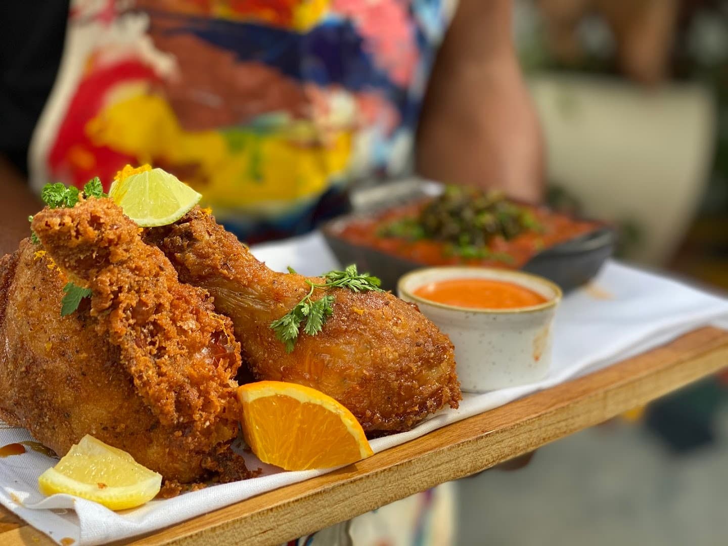 Fried chicken and sides at Red Rooster Overtown in Miami