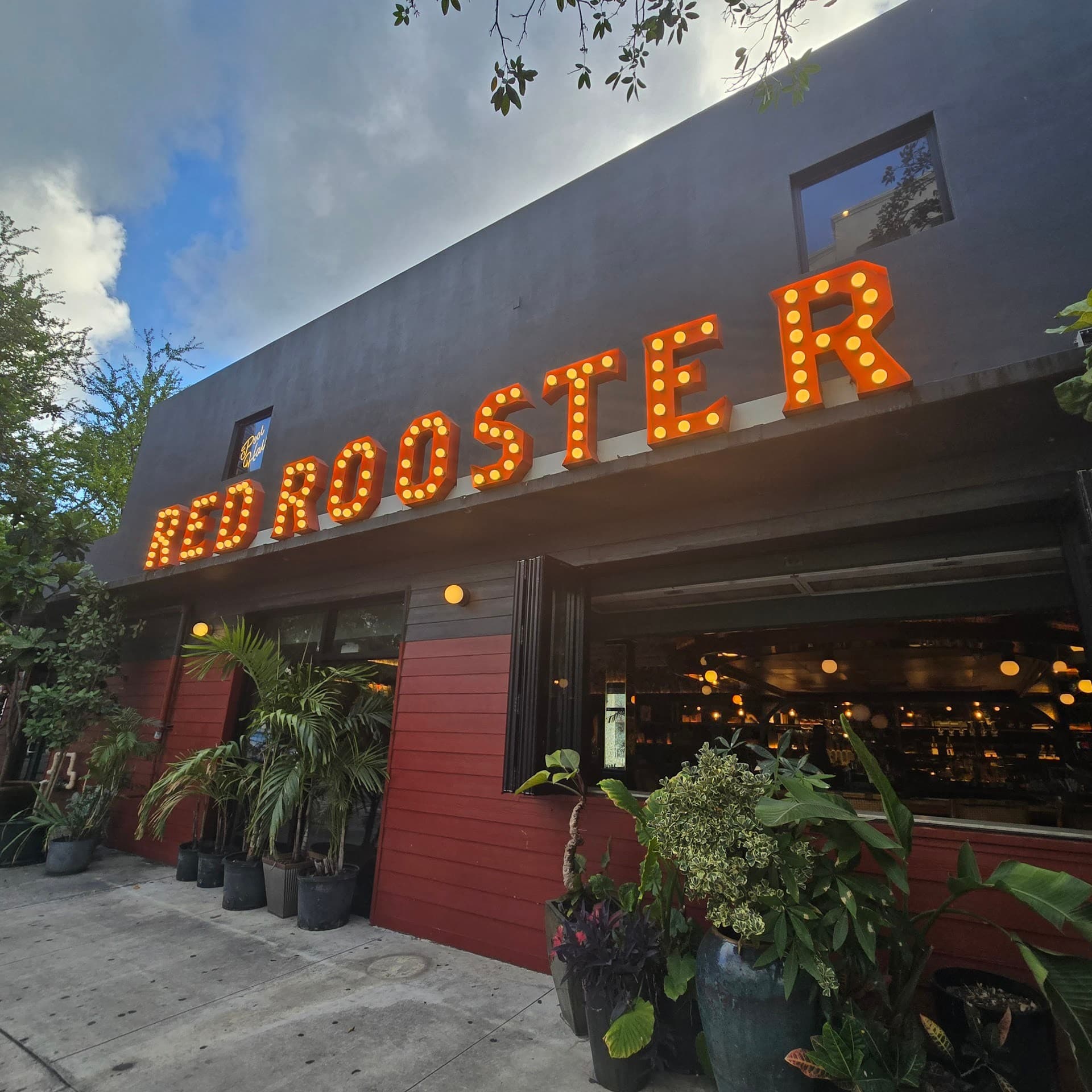 Red Rooster Overtown restaurant sign in Miami