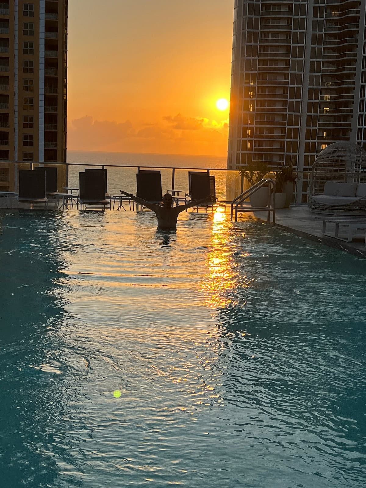 Sunset over the pool at Residence Inn by Marriott Miami Sunny Isles Beach
