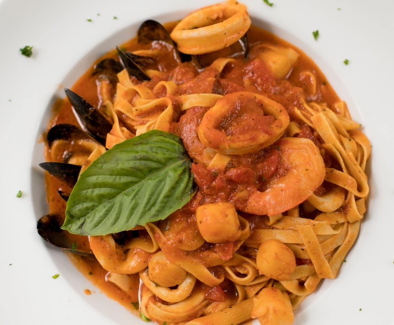 Seafood pasta dish at Ristorante Fratelli Milano in Miami