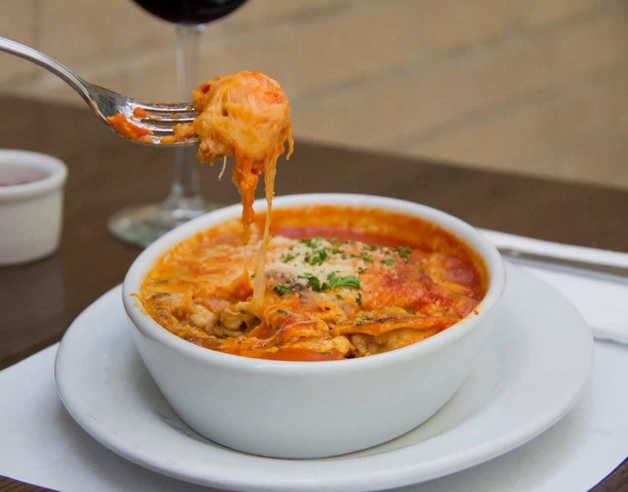 Cheesy lasagna at Ristorante Fratelli Milano in Miami