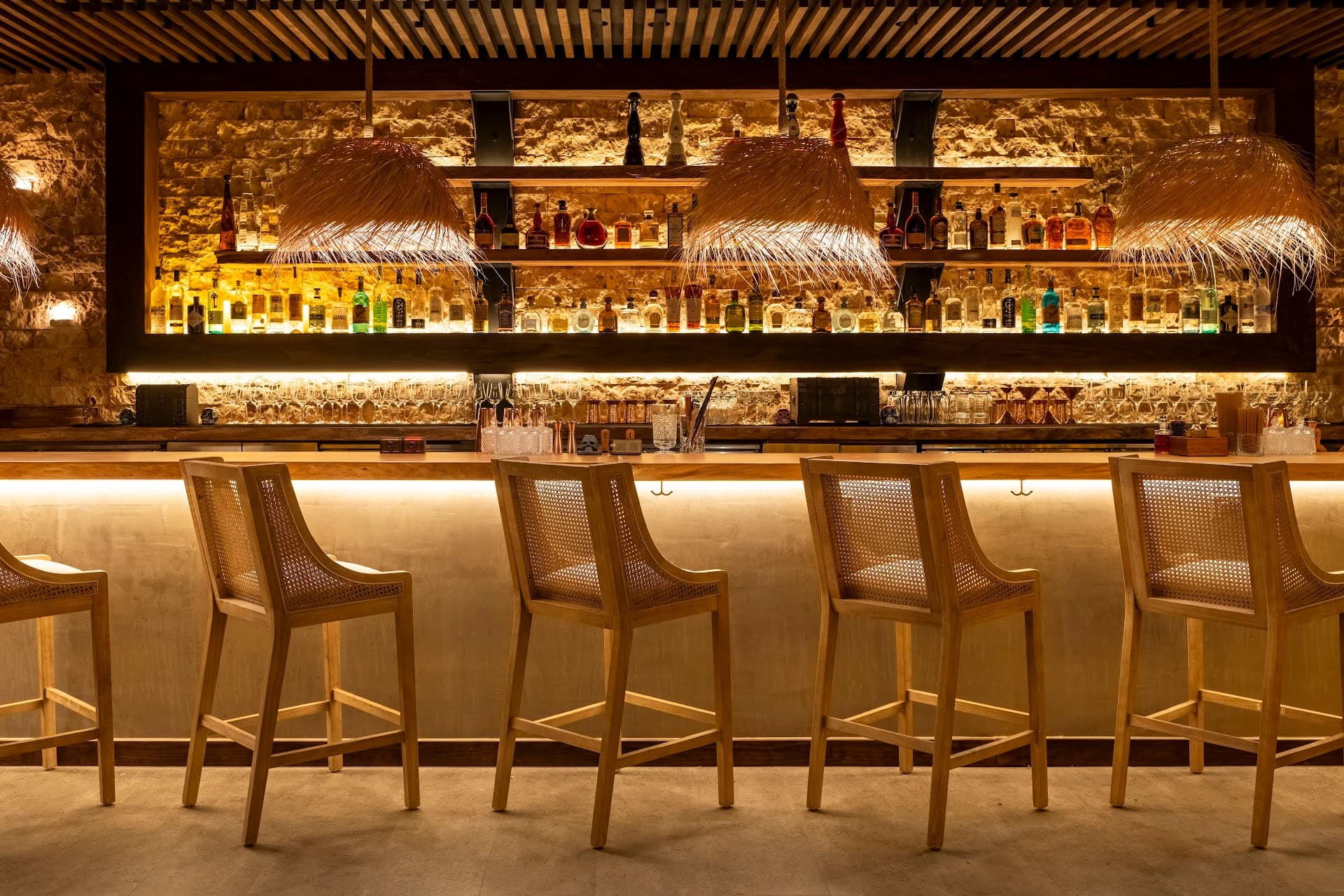 Bar area at RosaNegra Miami with stylish decor