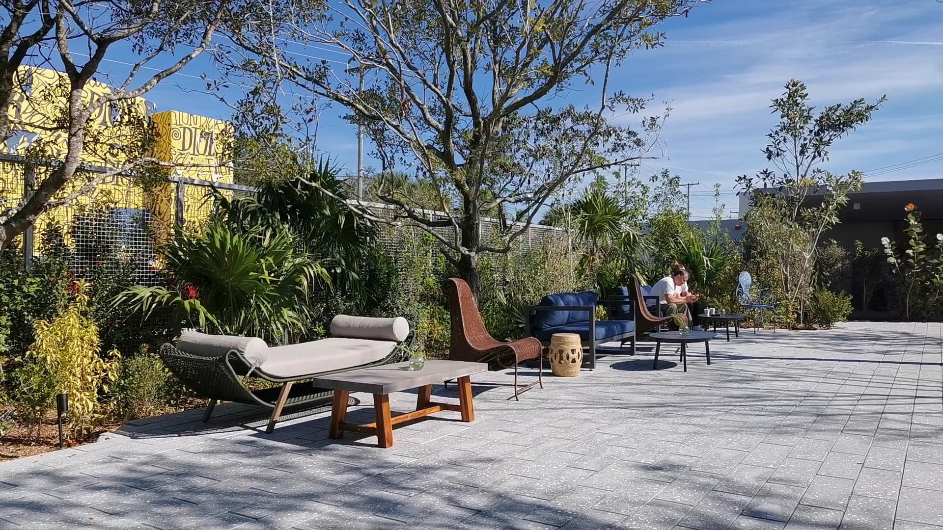 Outdoor seating area at Rubell Museum in Miami