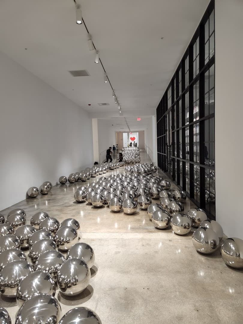 Reflective spheres installation at Rubell Museum Miami