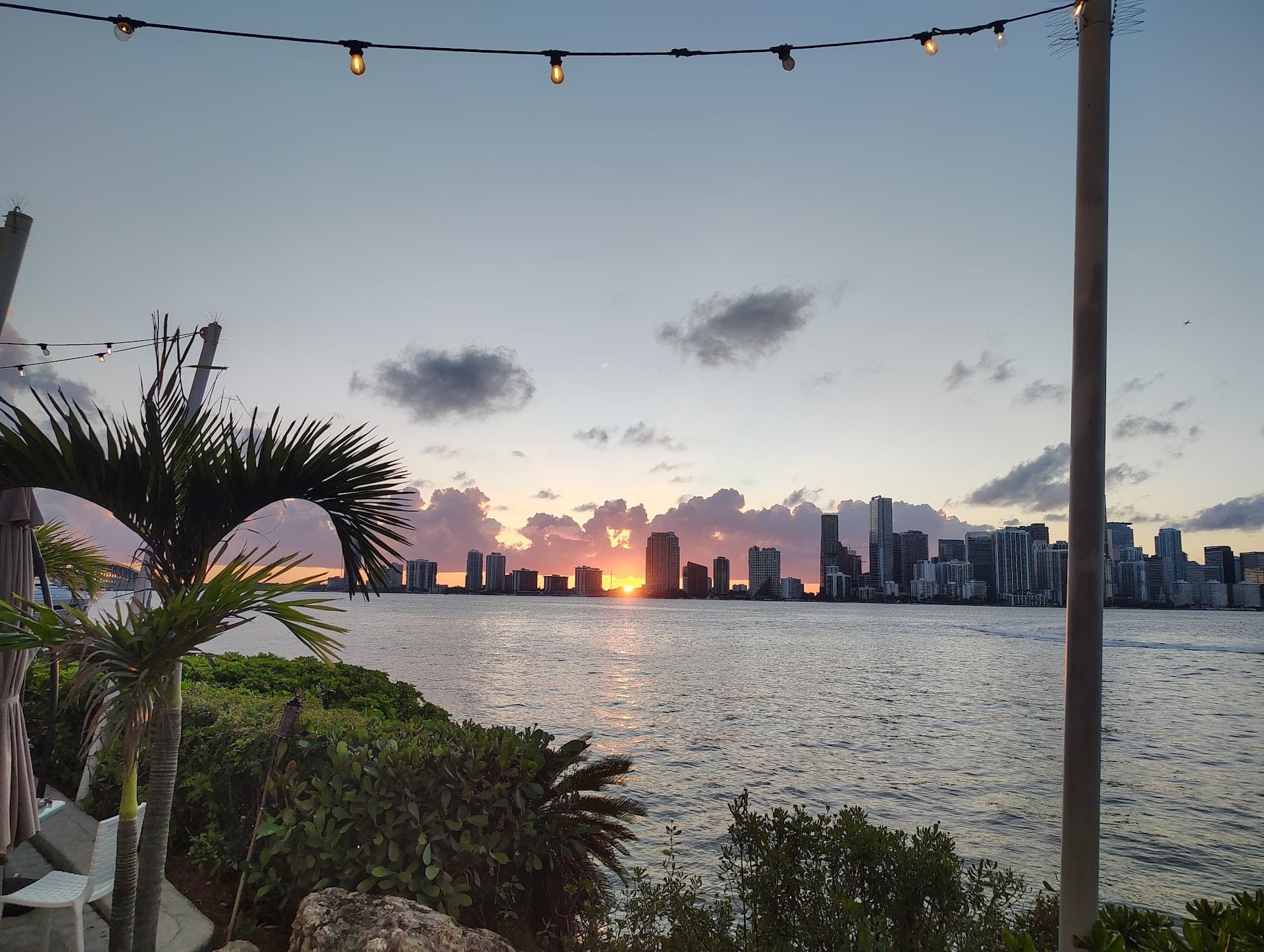 Sunset view from Rusty Pelican Miami in Key Biscayne