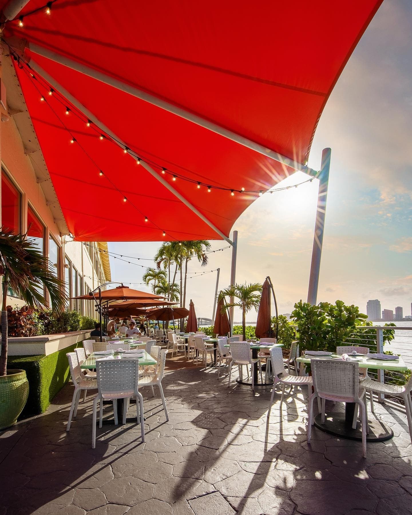 Rusty Pelican Miami outdoor seating area in Key Biscayne