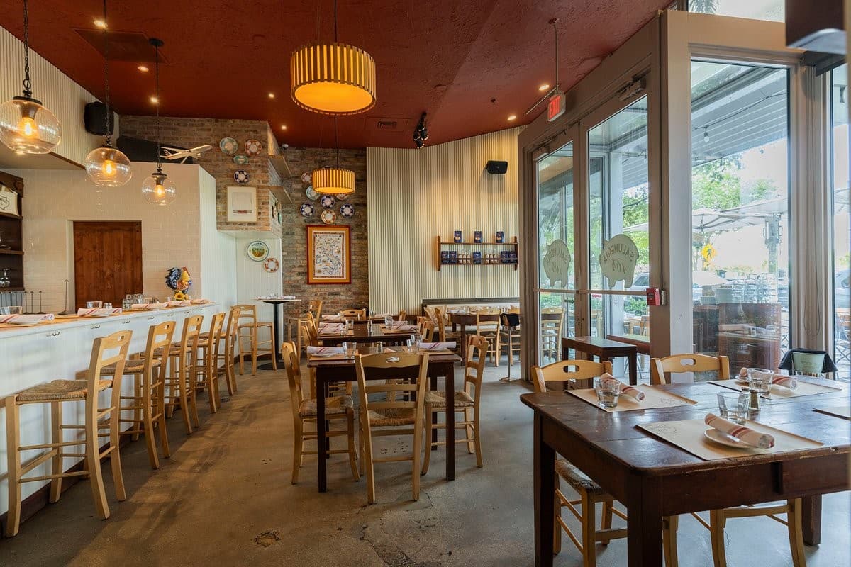 Interior of Salumeria 104 in Miami with modern decor