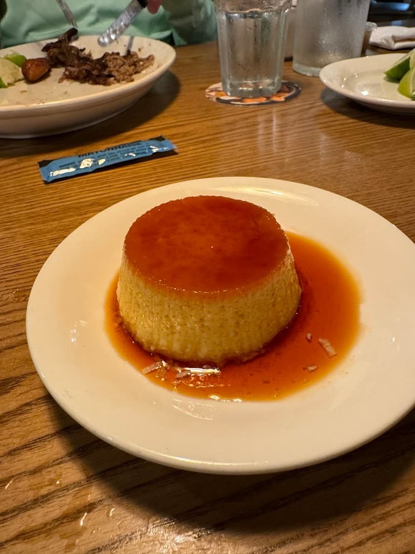 Flan dessert at Sergio's Restaurant in Miami