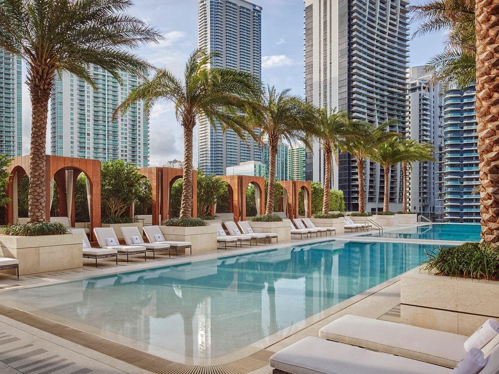 SLS LUX Brickell pool area in Miami