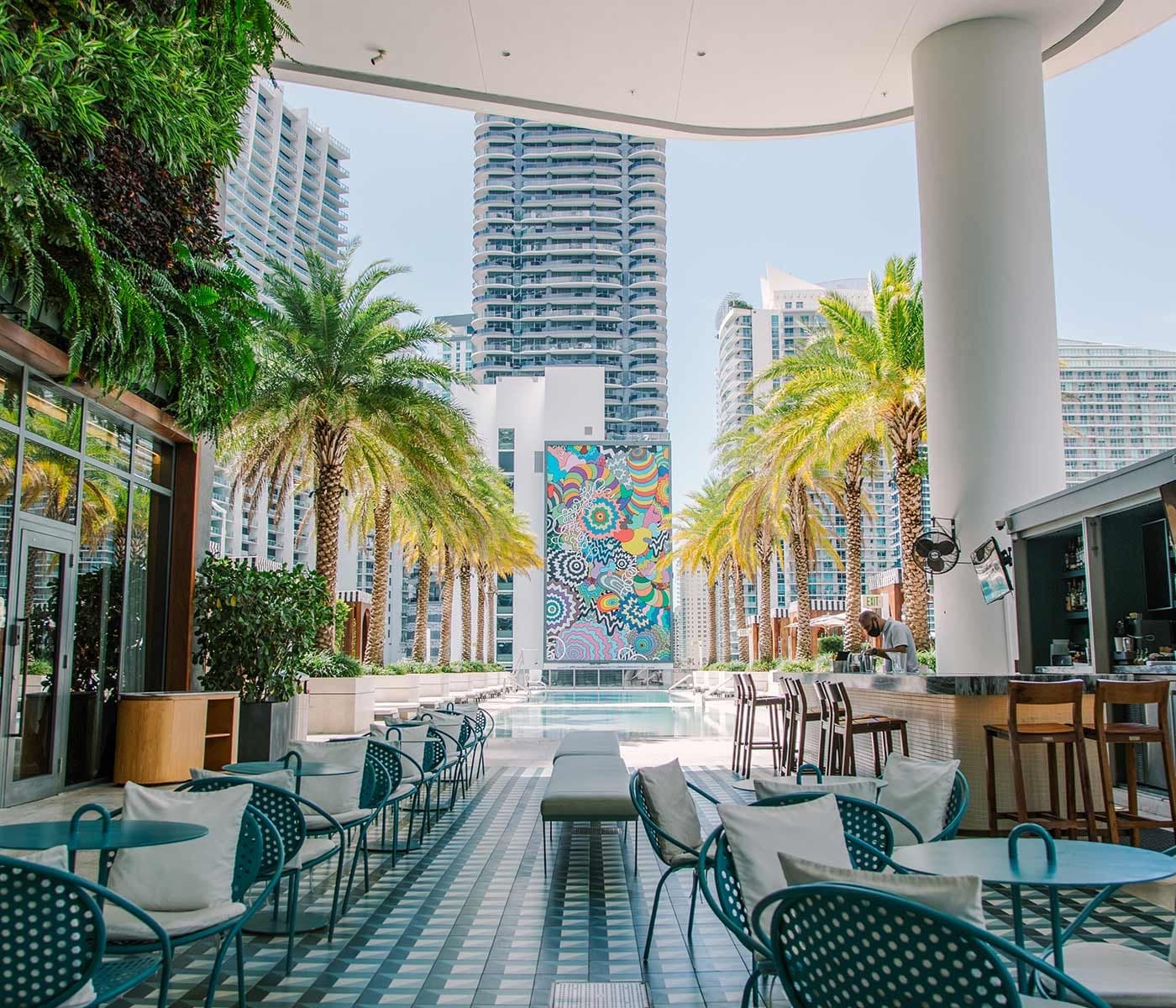 SLS LUX Brickell pool area in Miami