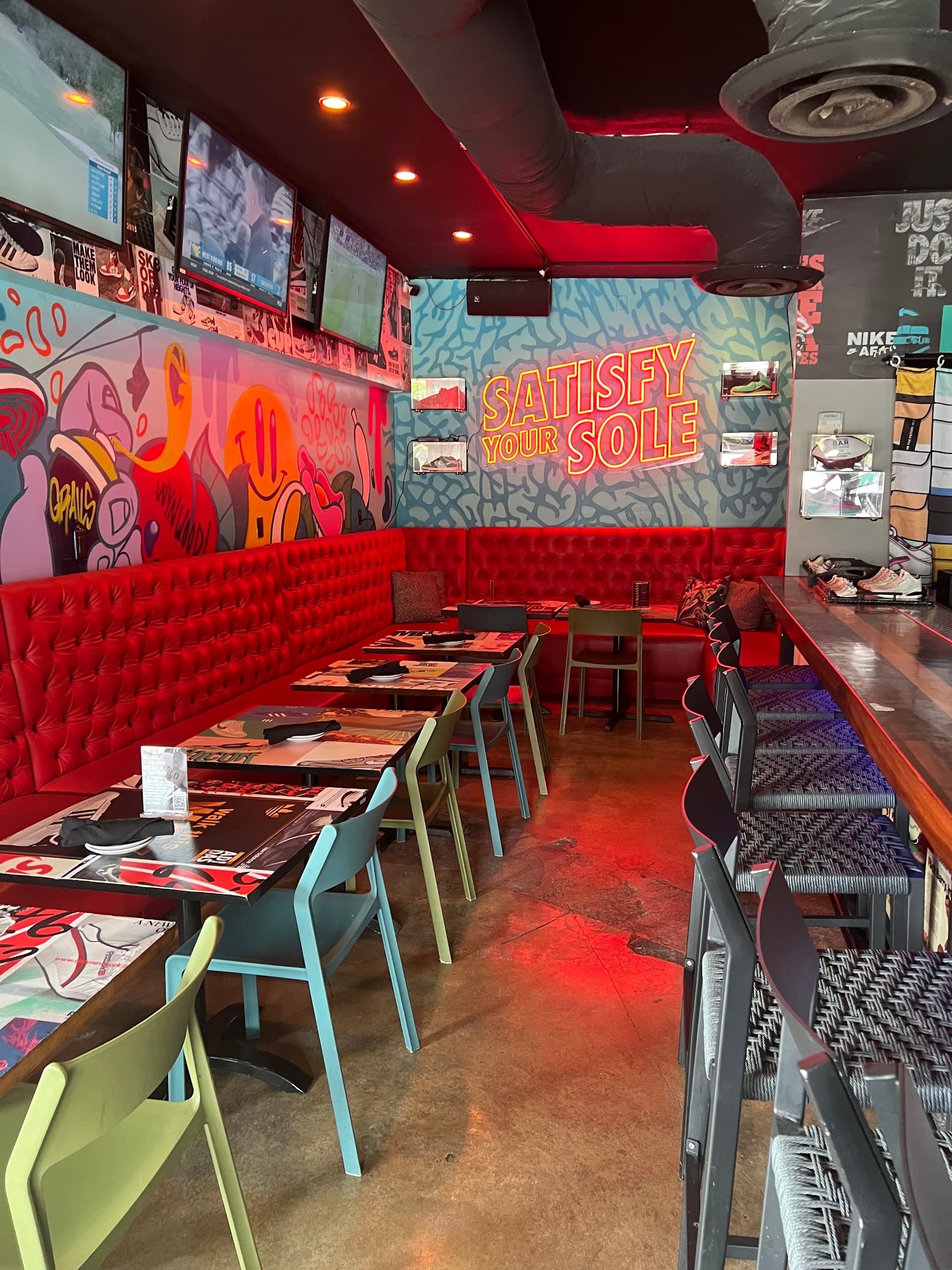Stylish interior of SoBe Hookah Wynwood at Grails Sport Bar in Miami