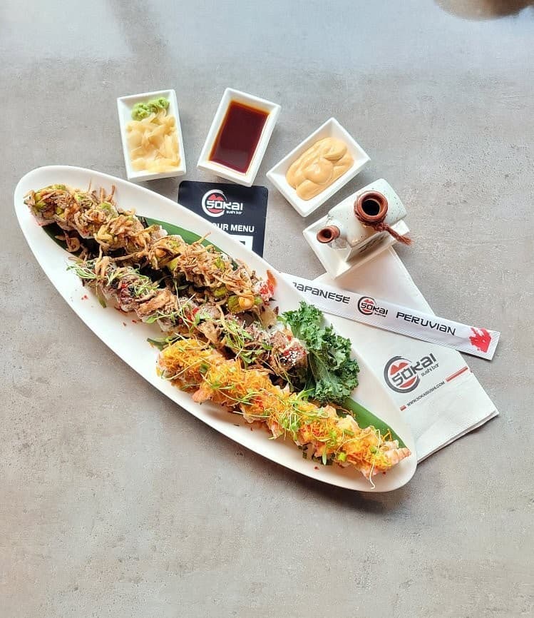 Sokai Sushi Bar Doral sushi platter with sauces