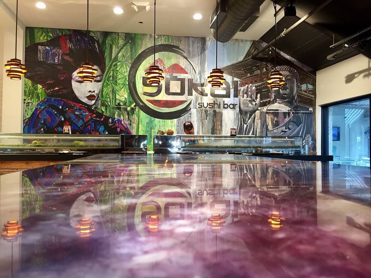 Sokai Sushi Bar Doral interior with vibrant decor