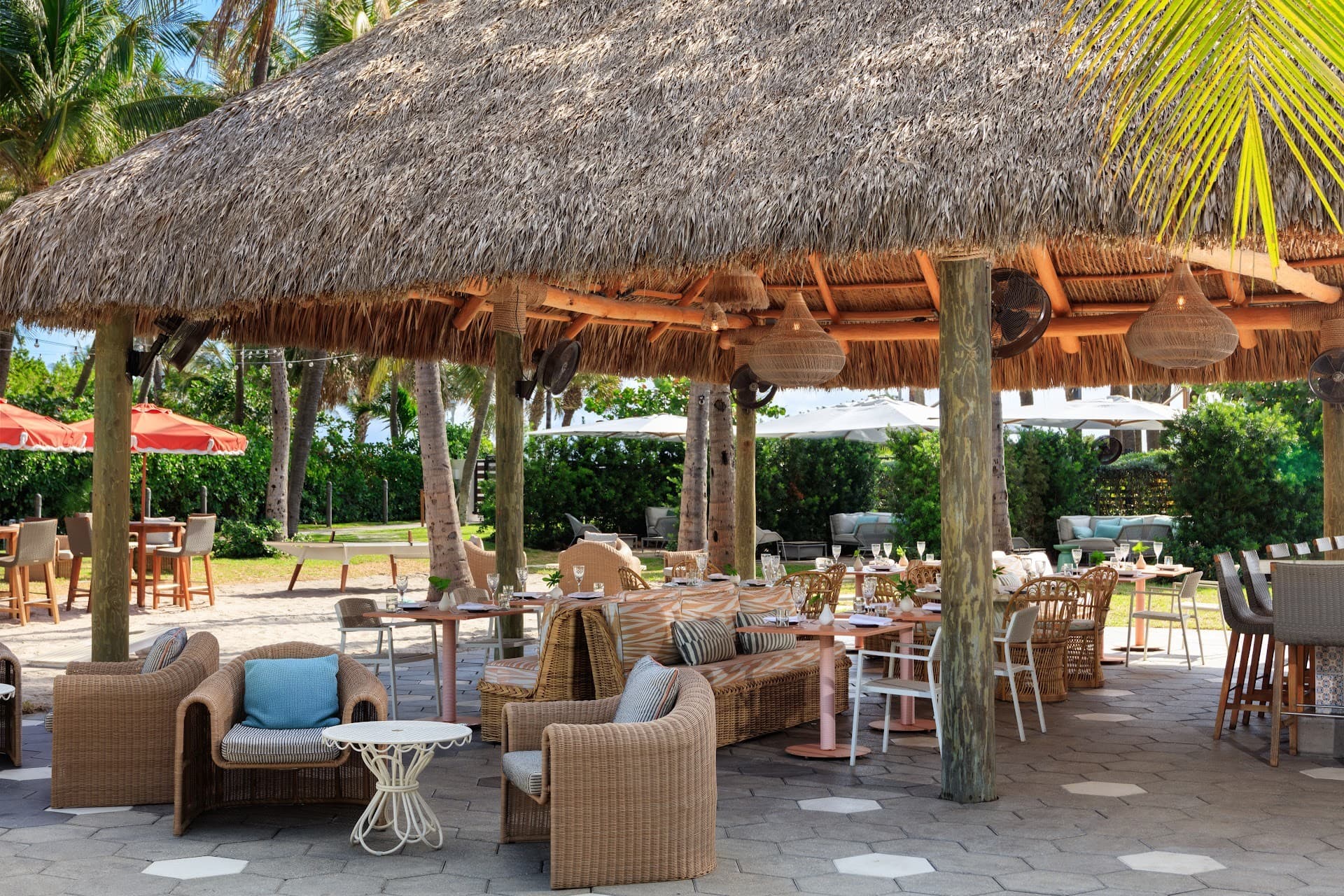 Solei Beach Club outdoor seating area in Miami Beach