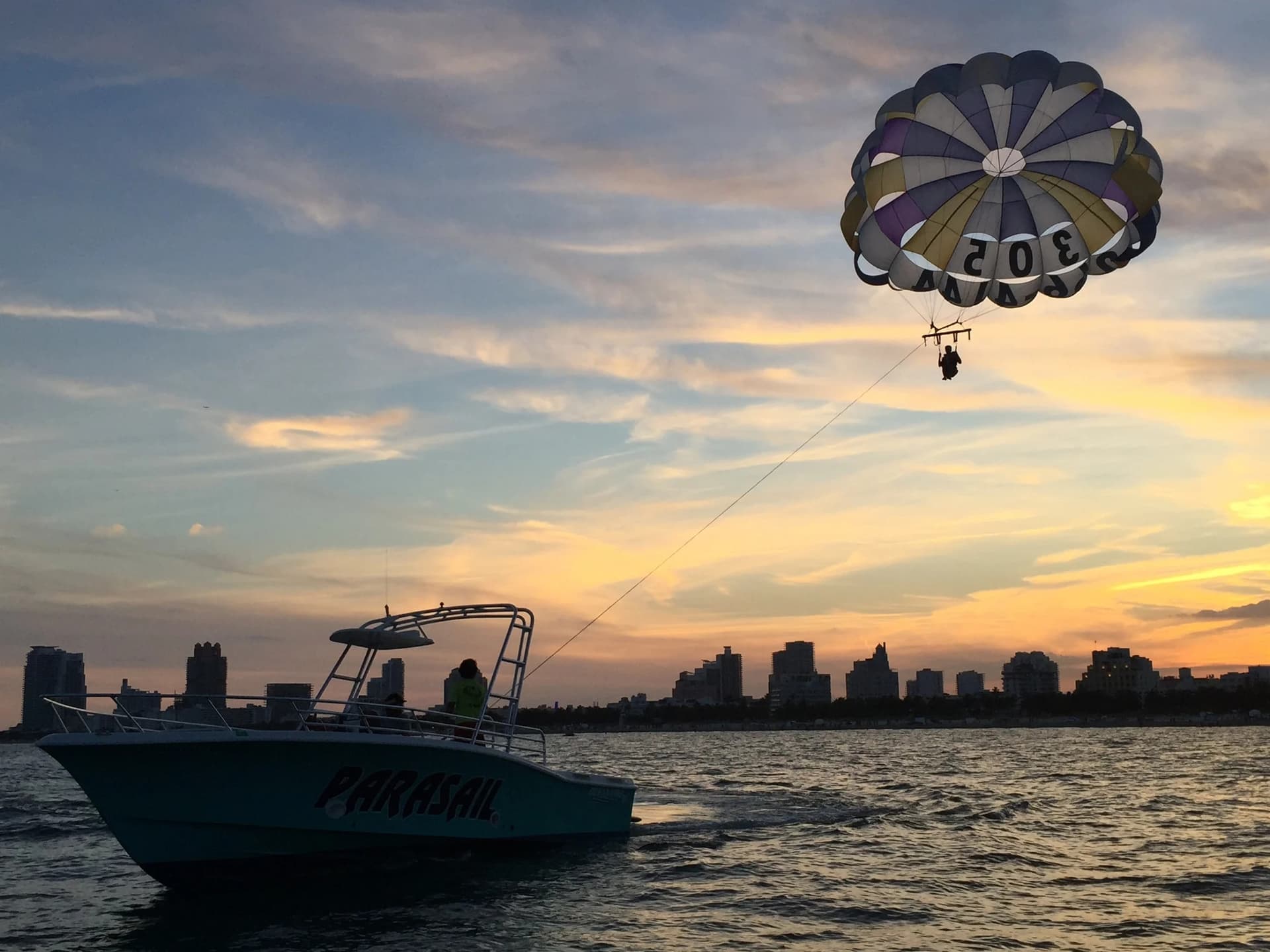 Parasailing at South Beach, Miami