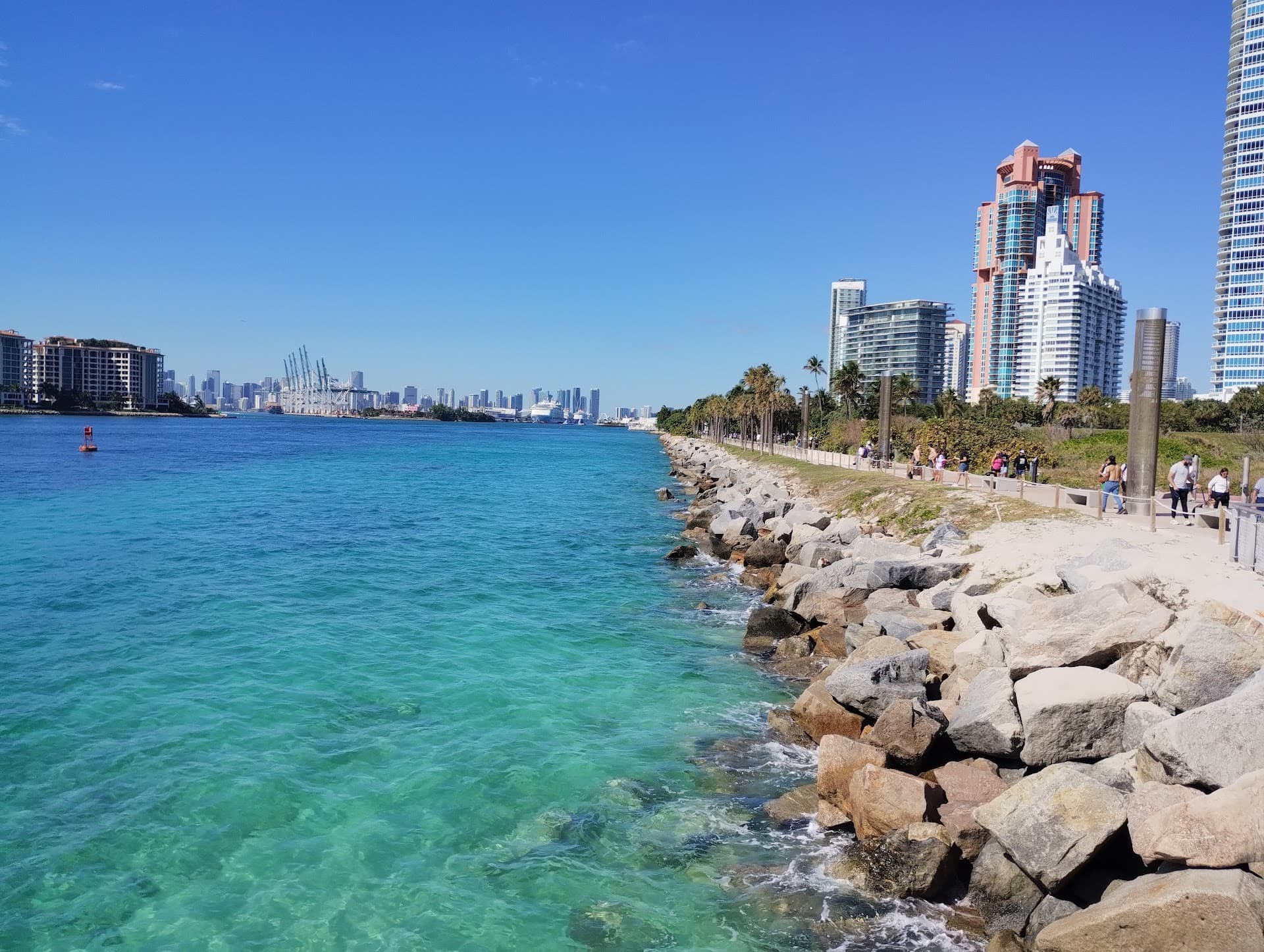 South Pointe Park Pier view with blue waters in Miami Beach