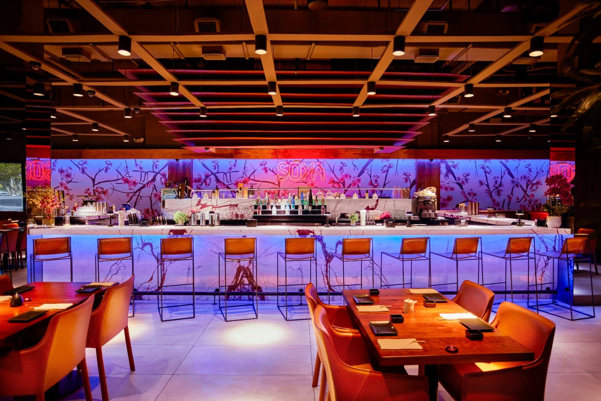 Soya Sushi Bar interior in Doral with vibrant decor