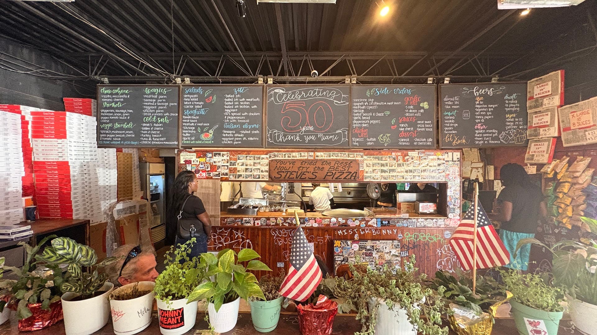 Interior of Steve's Pizza restaurant in Miami