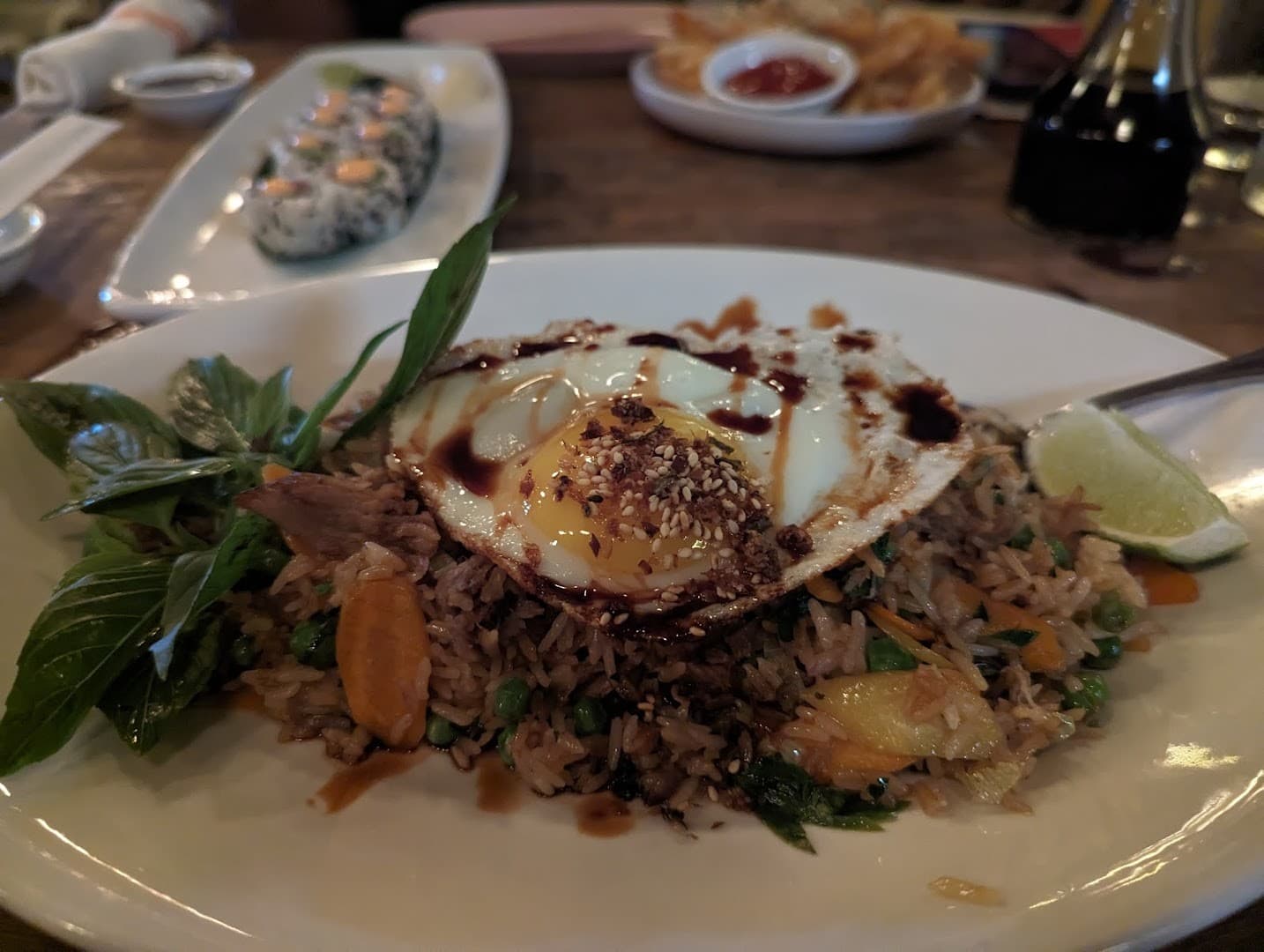 Delicious rice dish with egg at SUGARCANE in Miami
